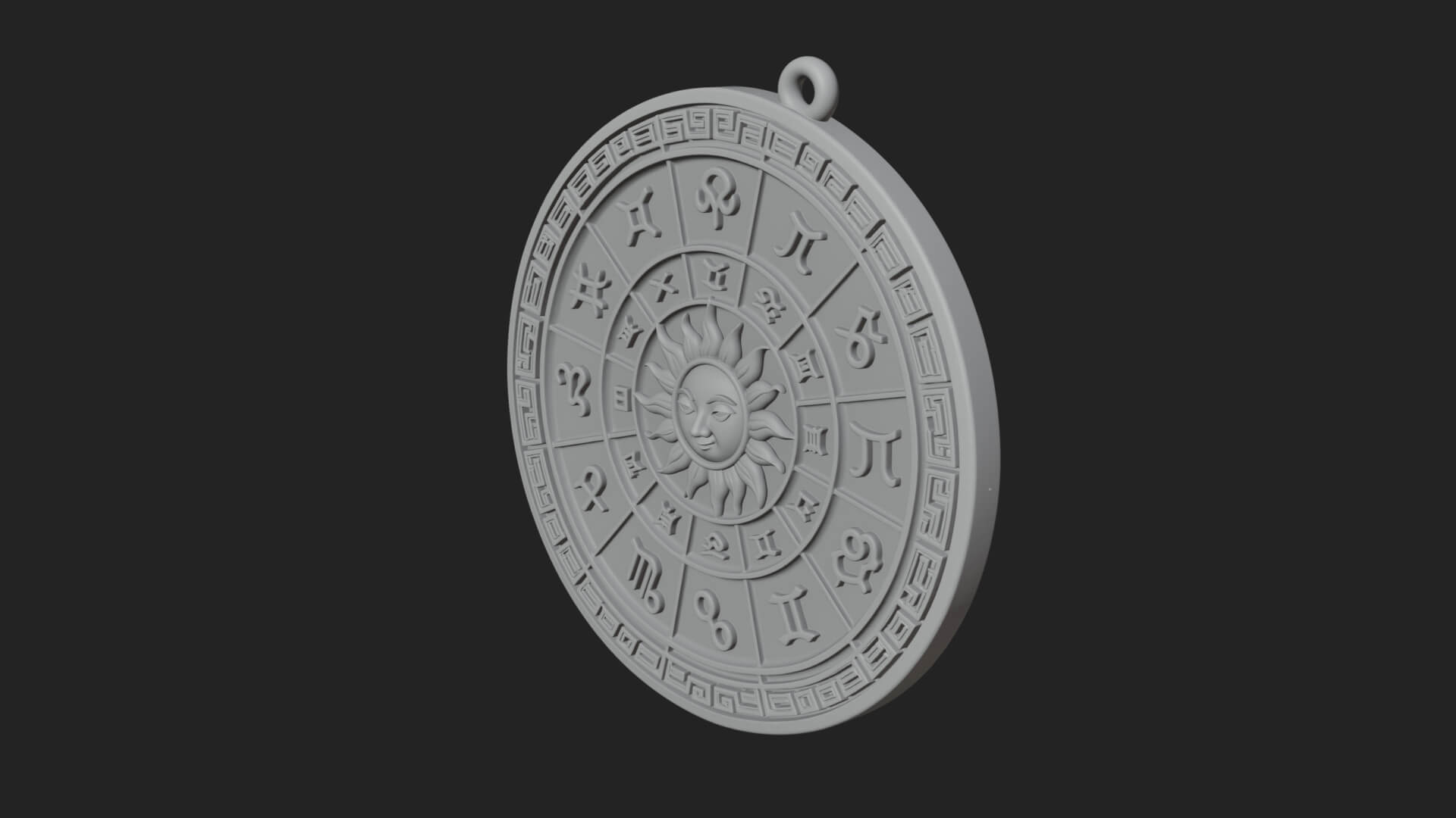Zodiac Wheel Disc Plaque Design 6 3D Print Model 3D Model