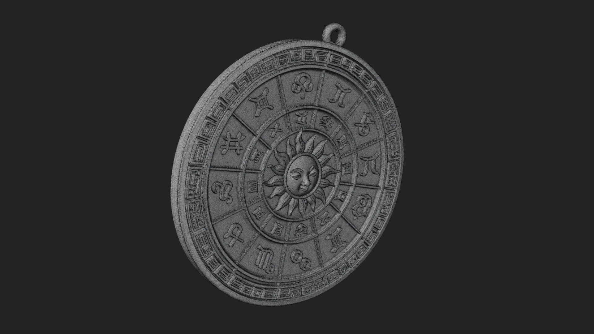 Zodiac Wheel Disc Plaque Design 6 3D Print Model 3D Model