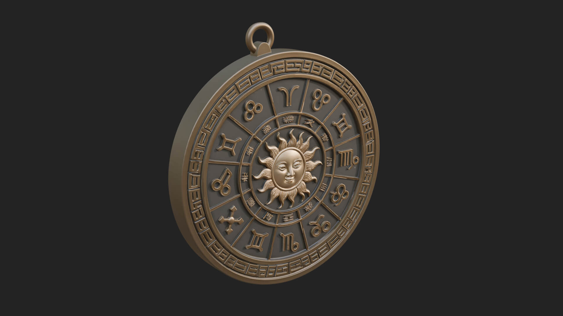 Zodiac Wheel Disc Plaque Design 7 3D Print Model 3D Model