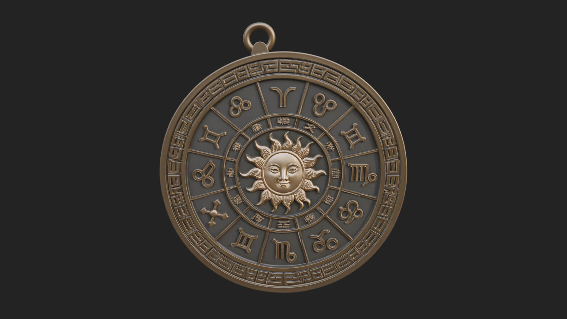 Zodiac Wheel Disc Plaque Design 7 3D Print Model 3D Model