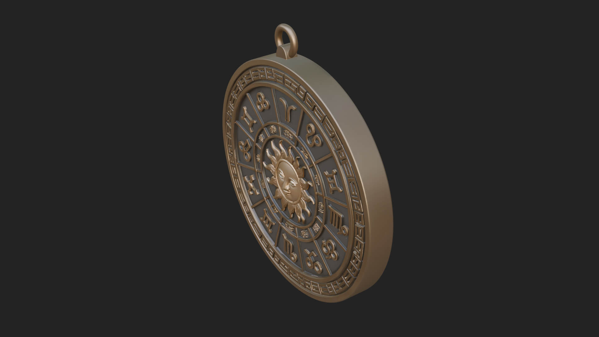 Zodiac Wheel Disc Plaque Design 7 3D Print Model 3D Model