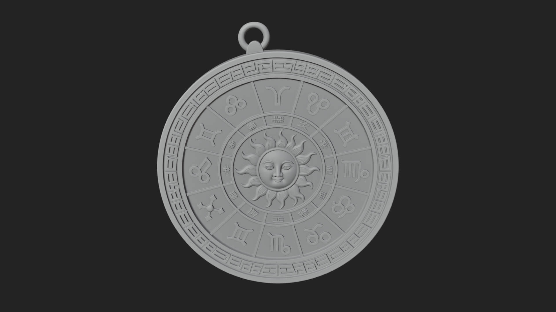 Zodiac Wheel Disc Plaque Design 7 3D Print Model 3D Model
