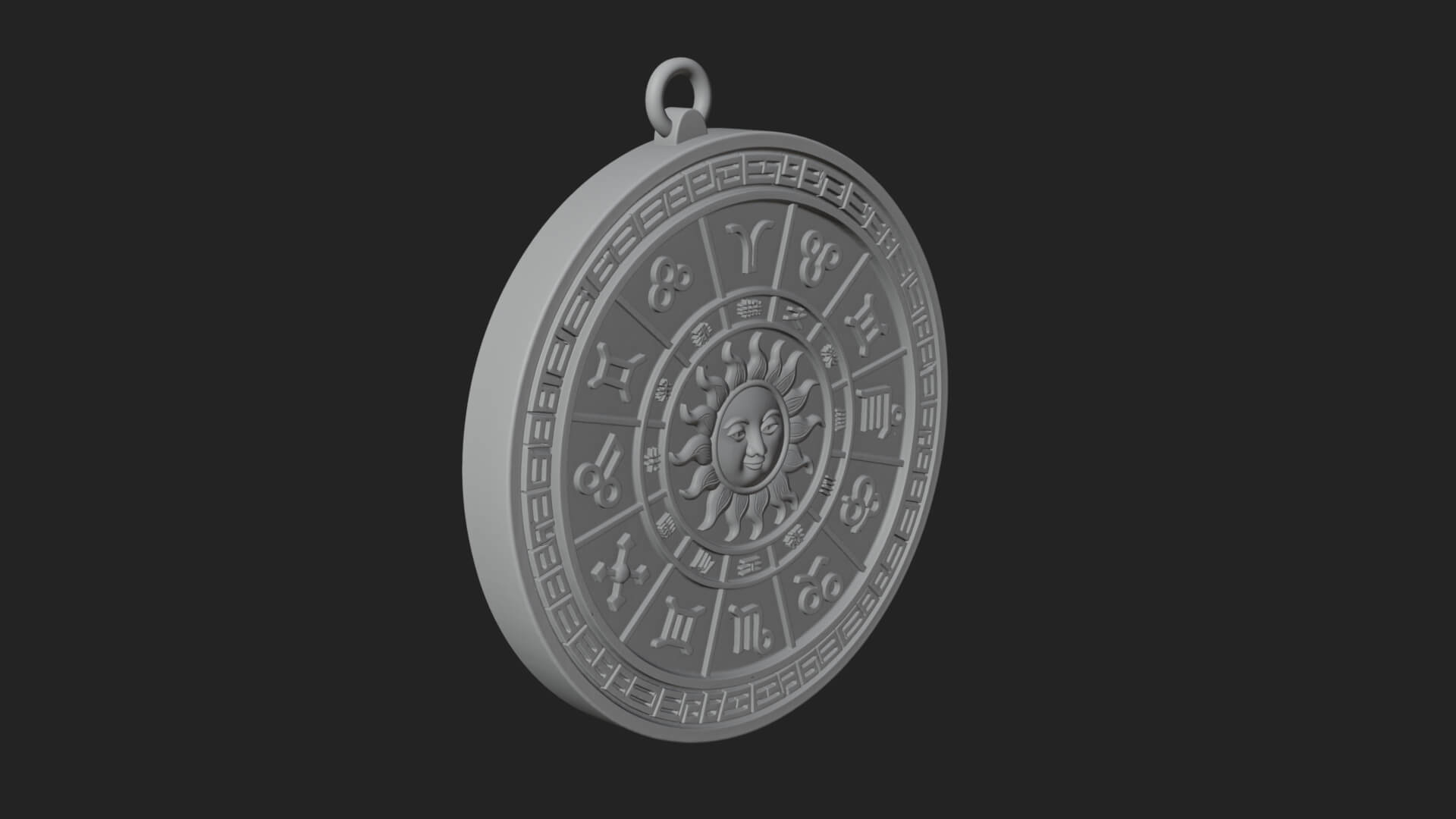 Zodiac Wheel Disc Plaque Design 7 3D Print Model 3D Model
