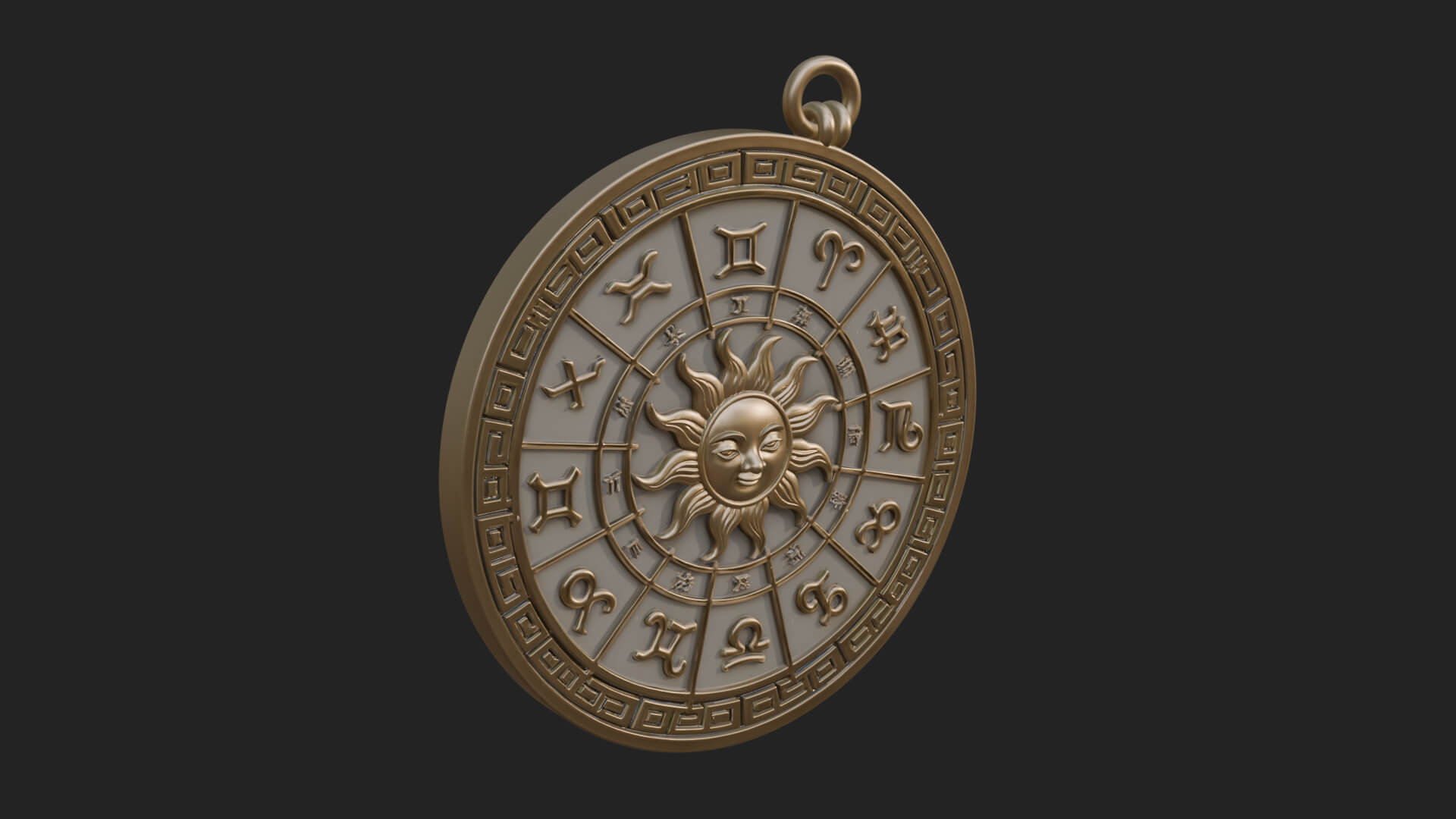Zodiac Wheel Disc Plaque Design 8 3D Print Model 3D Model