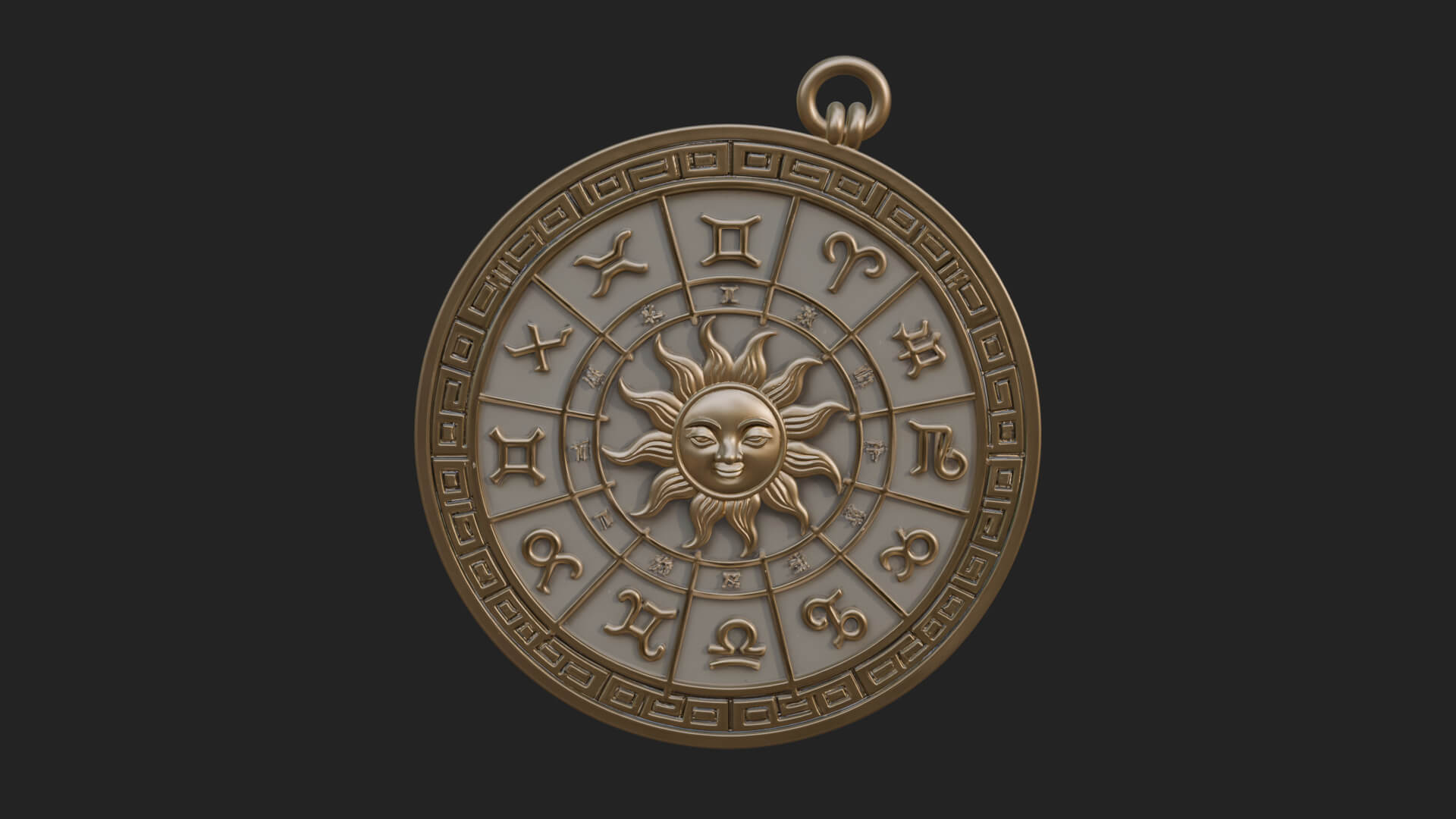 Zodiac Wheel Disc Plaque Design 8 3D Print Model 3D Model