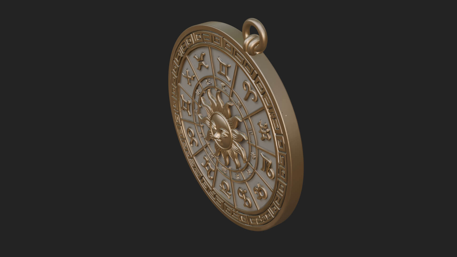 Zodiac Wheel Disc Plaque Design 8 3D Print Model 3D Model