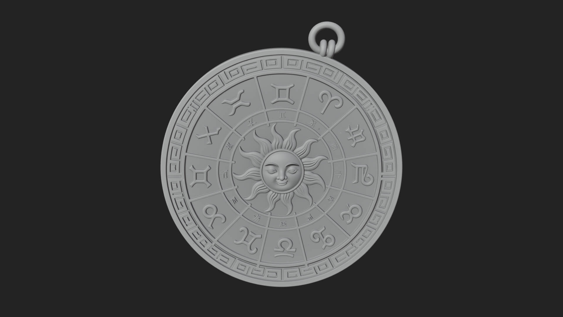 Zodiac Wheel Disc Plaque Design 8 3D Print Model 3D Model