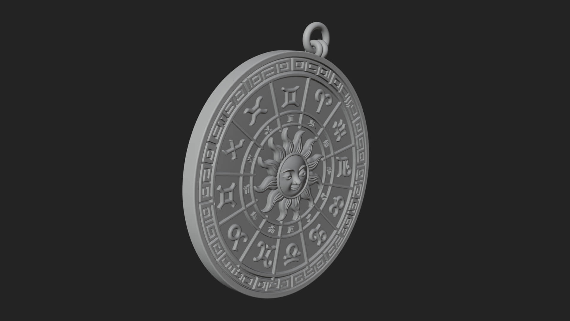 Zodiac Wheel Disc Plaque Design 8 3D Print Model 3D Model