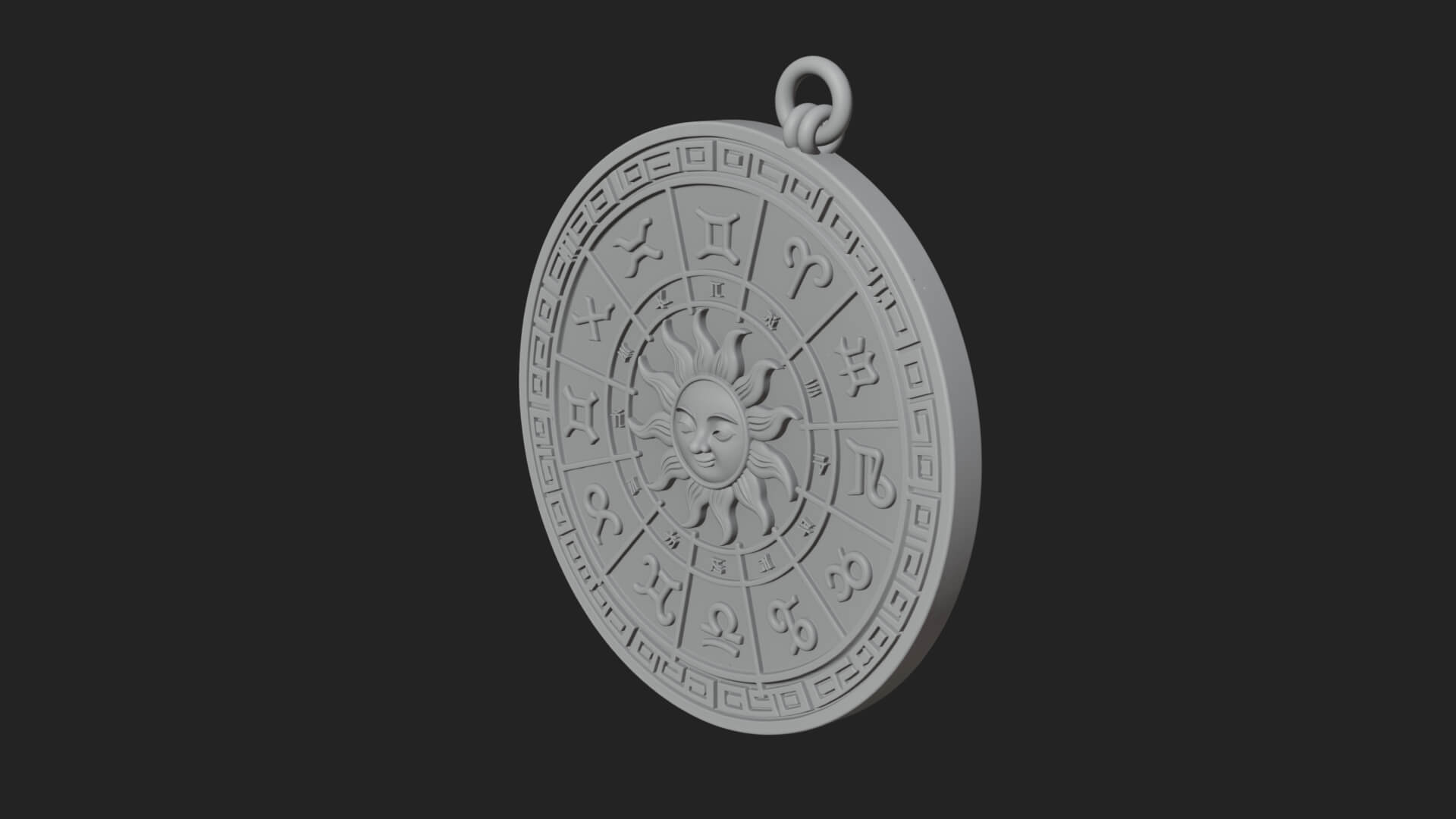 Zodiac Wheel Disc Plaque Design 8 3D Print Model 3D Model