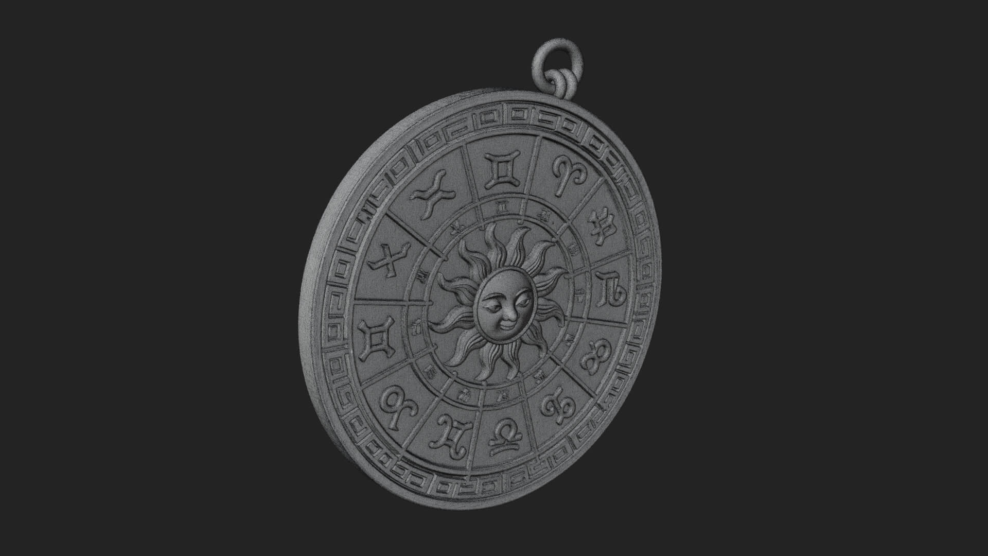 Zodiac Wheel Disc Plaque Design 8 3D Print Model 3D Model