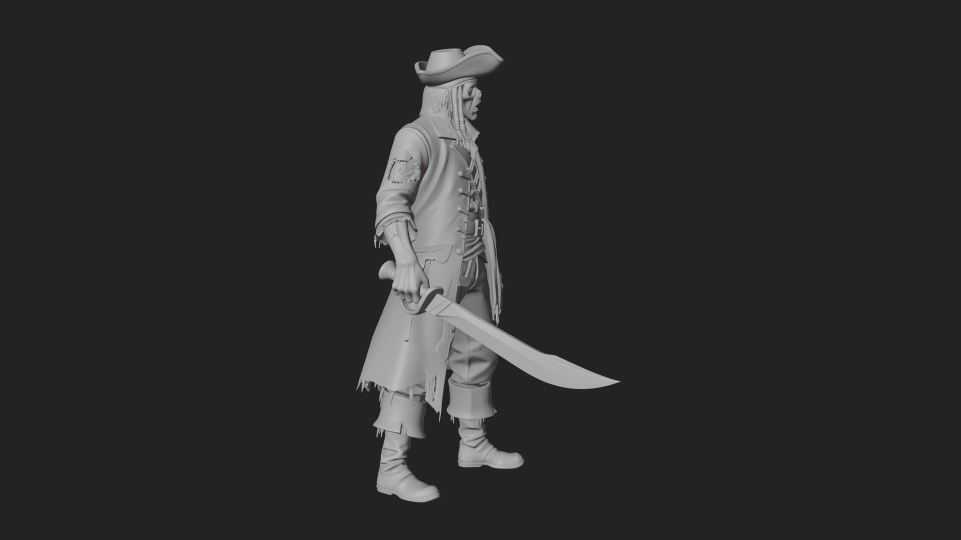 Zombie Pirate Captain Statue Design 2 3D Print Model 3D Model