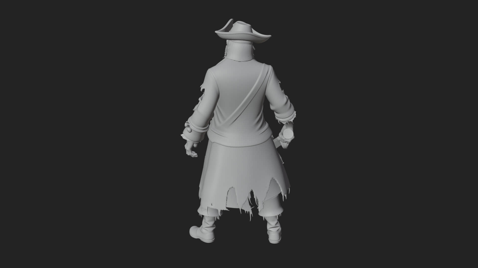 Zombie Pirate Captain Statue Design 2 3D Print Model 3D Model