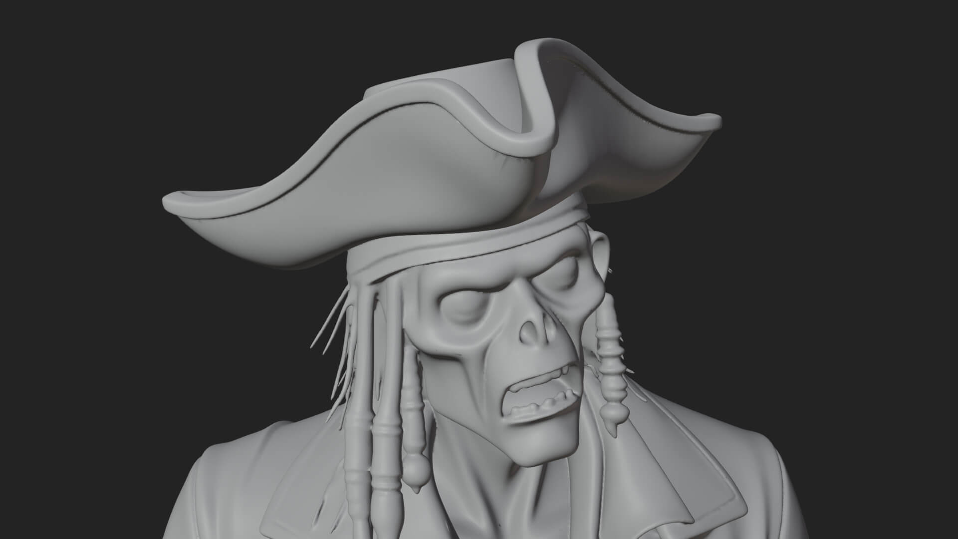 Zombie Pirate Captain Statue Design 2 3D Print Model 3D Model