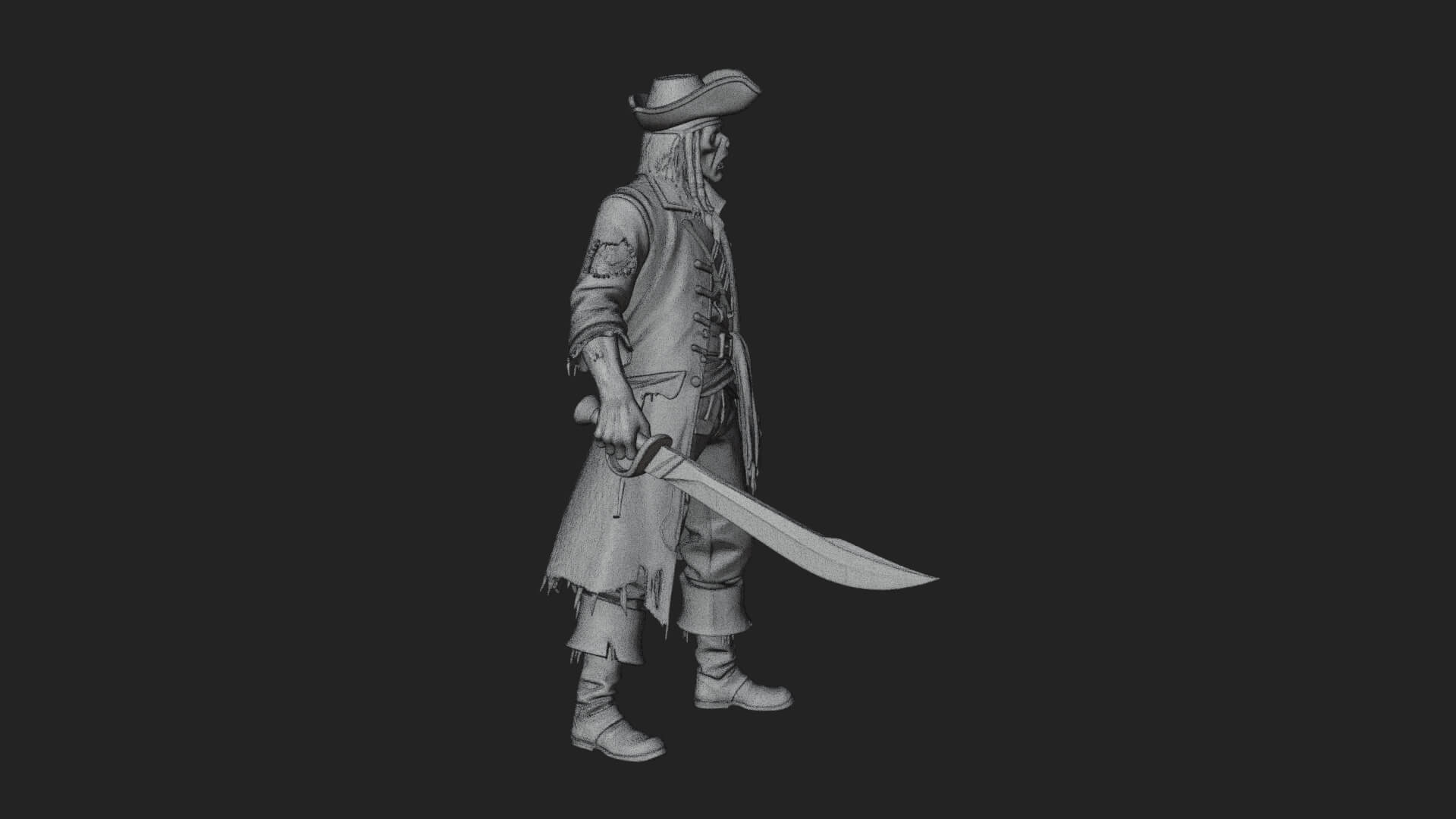 Zombie Pirate Captain Statue Design 2 3D Print Model 3D Model