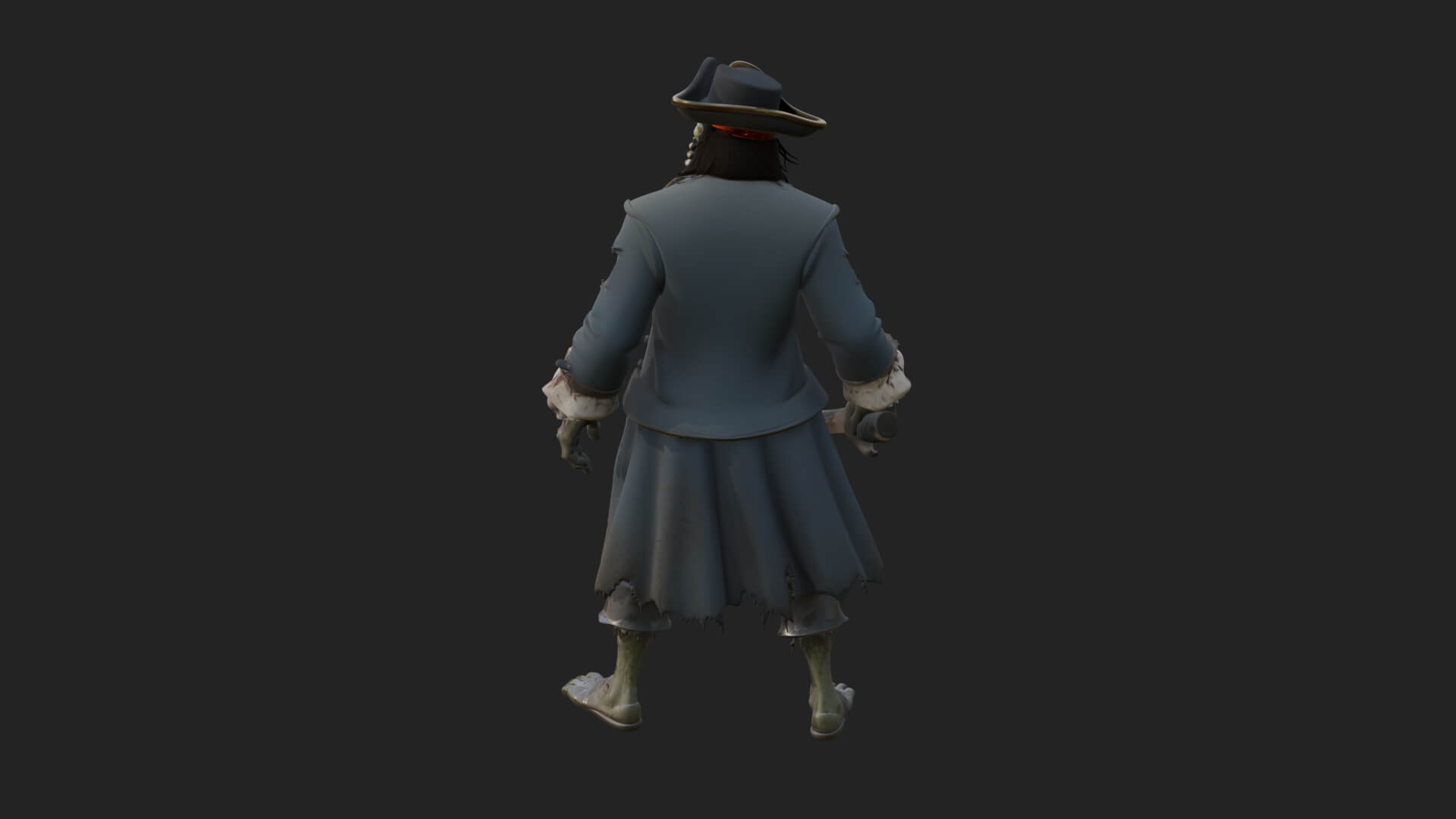 Zombie Pirate Captain Statue Design 3 3D Print Model 3D Model