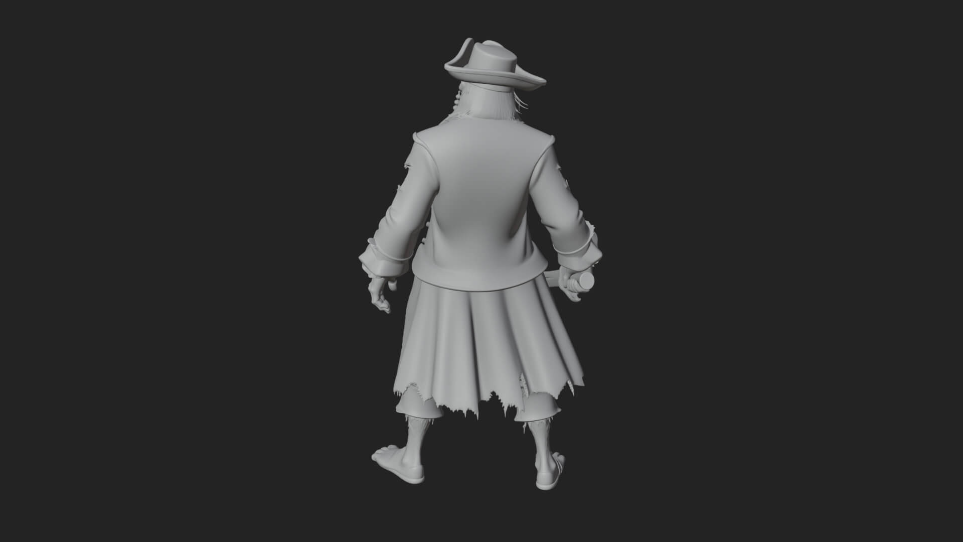 Zombie Pirate Captain Statue Design 3 3D Print Model 3D Model