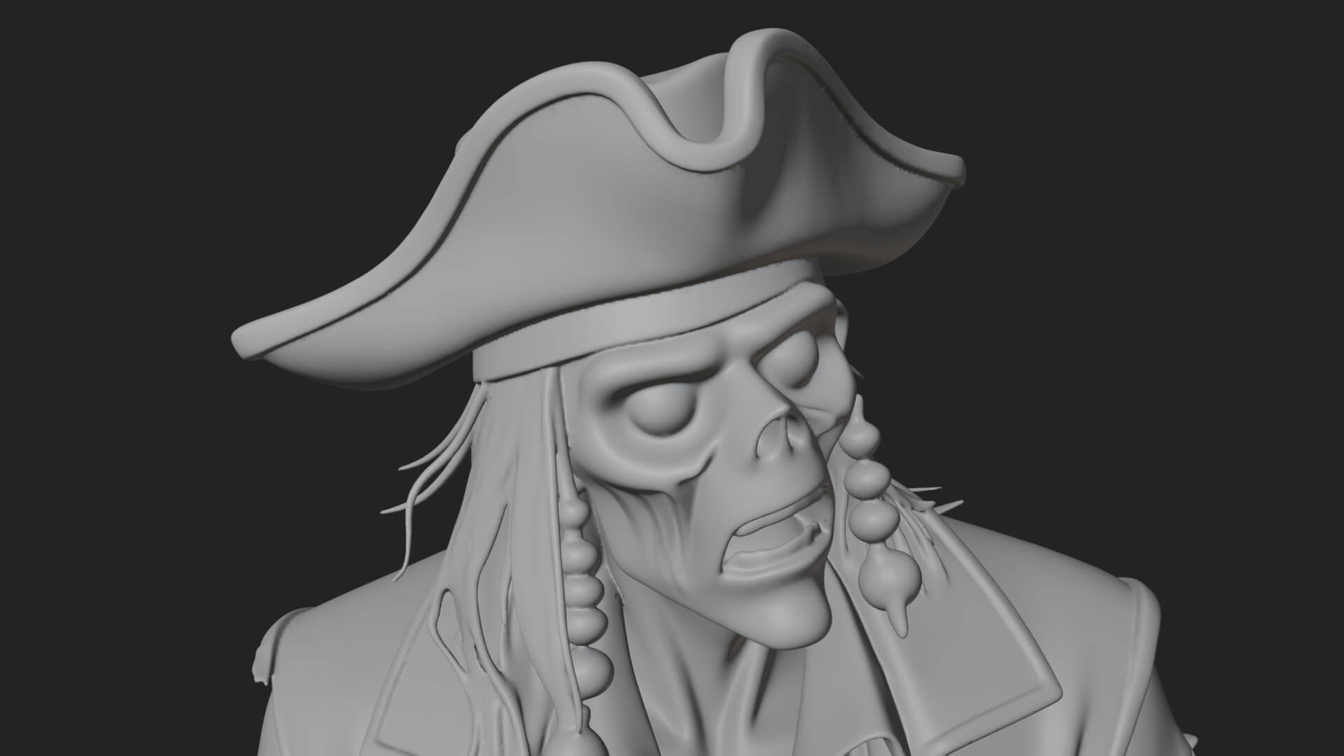 Zombie Pirate Captain Statue Design 3 3D Print Model 3D Model