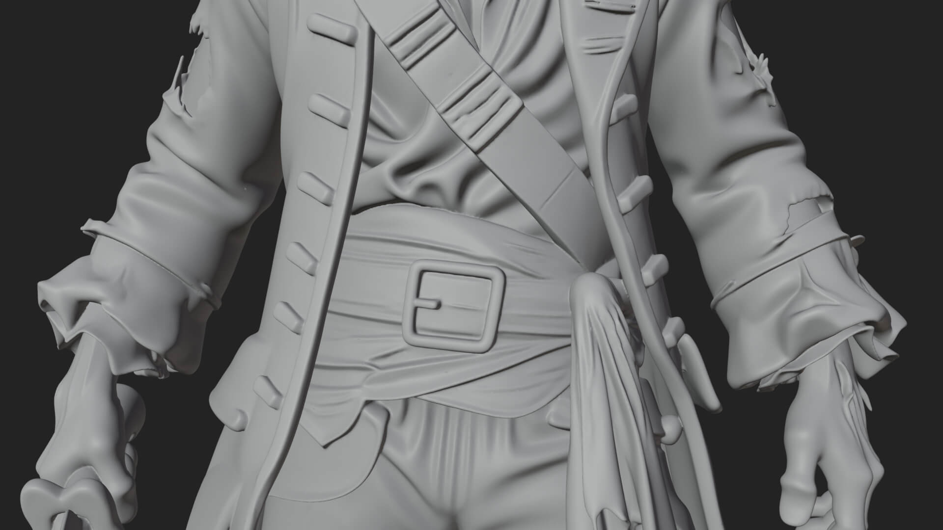 Zombie Pirate Captain Statue Design 3 3D Print Model 3D Model
