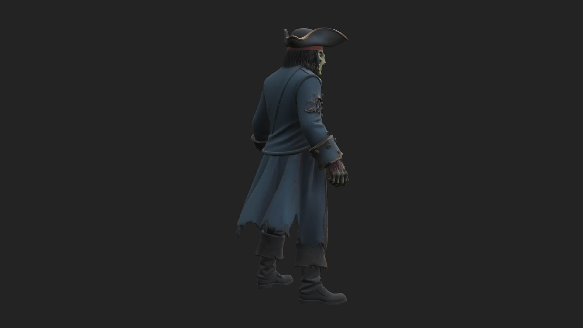 Zombie Pirate Captain Statue Design 4 3D Print Model 3D Model