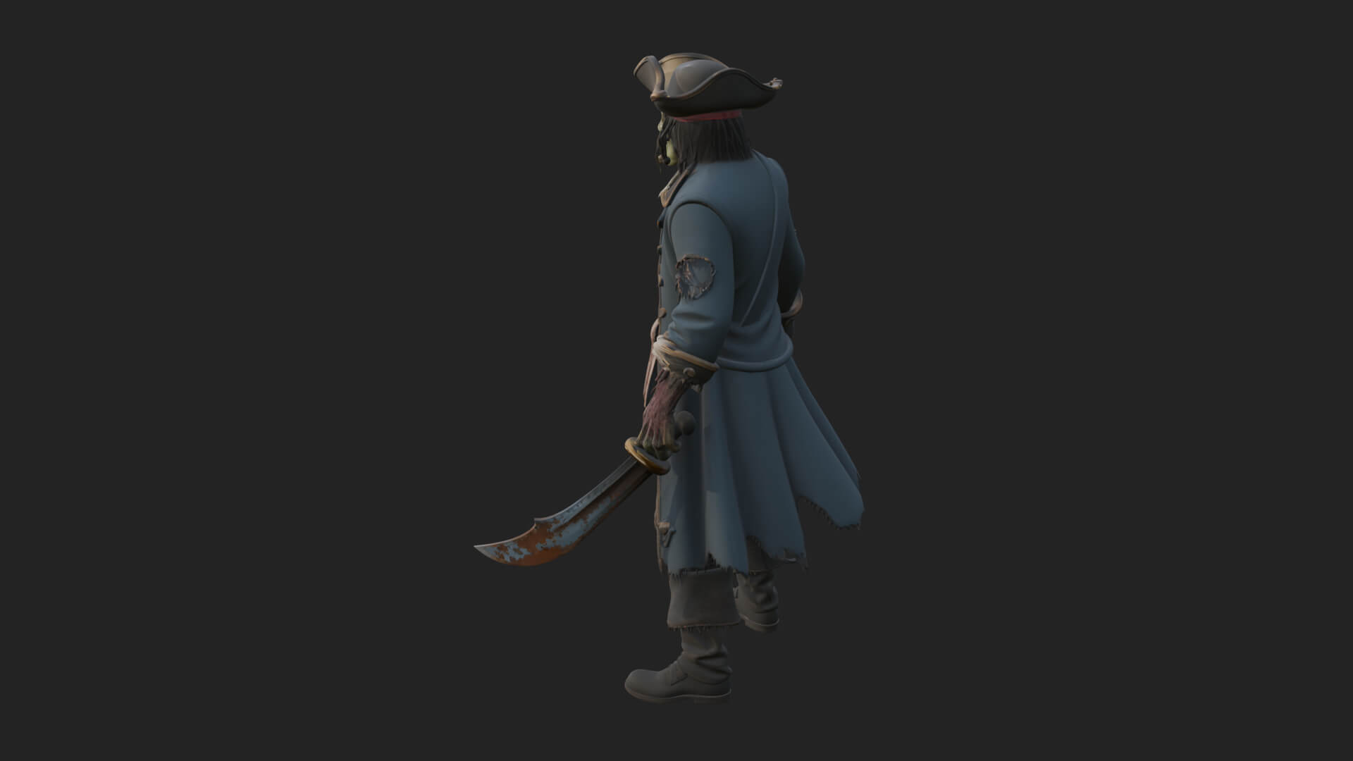 Zombie Pirate Captain Statue Design 4 3D Print Model 3D Model