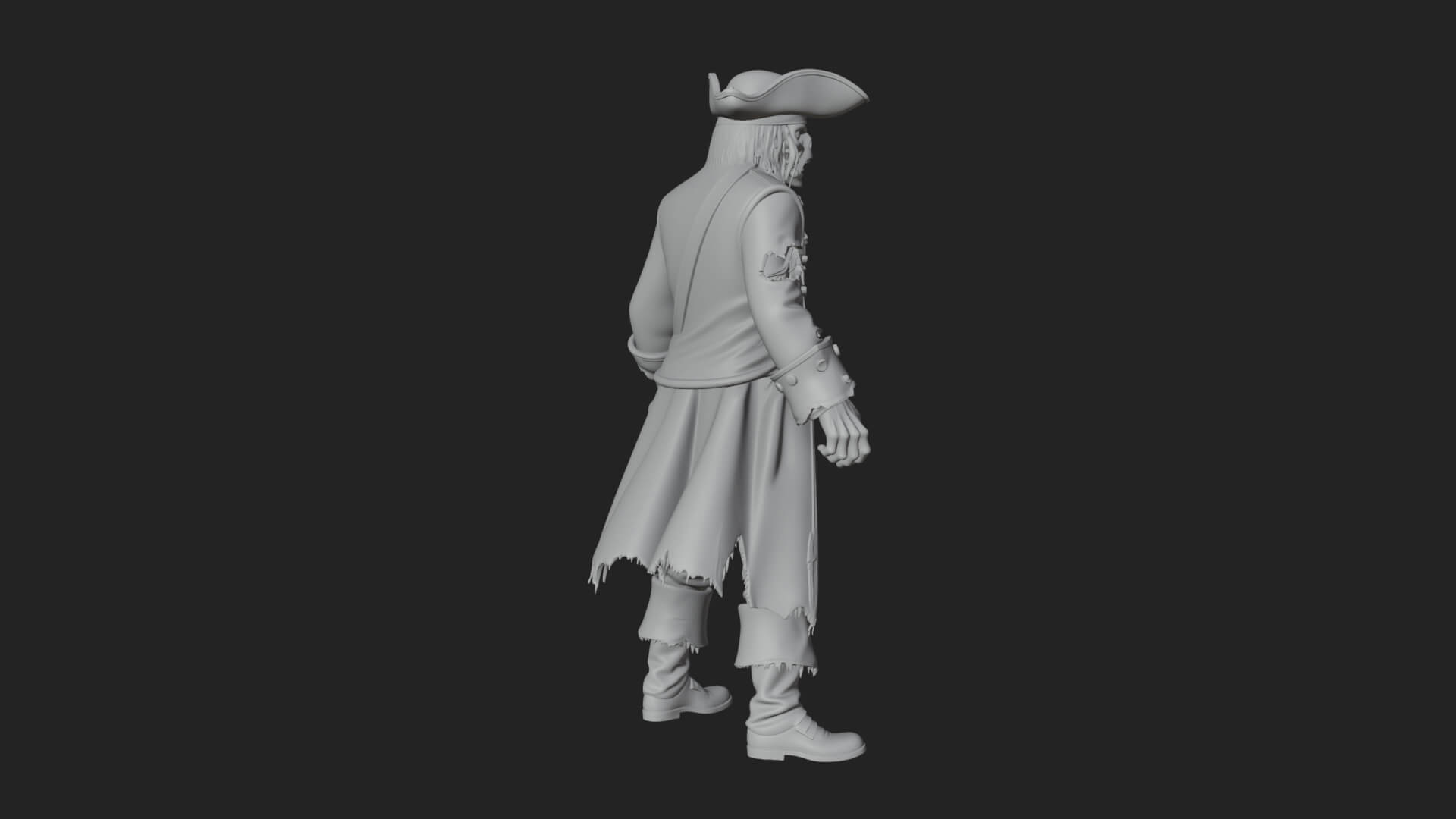 Zombie Pirate Captain Statue Design 4 3D Print Model 3D Model