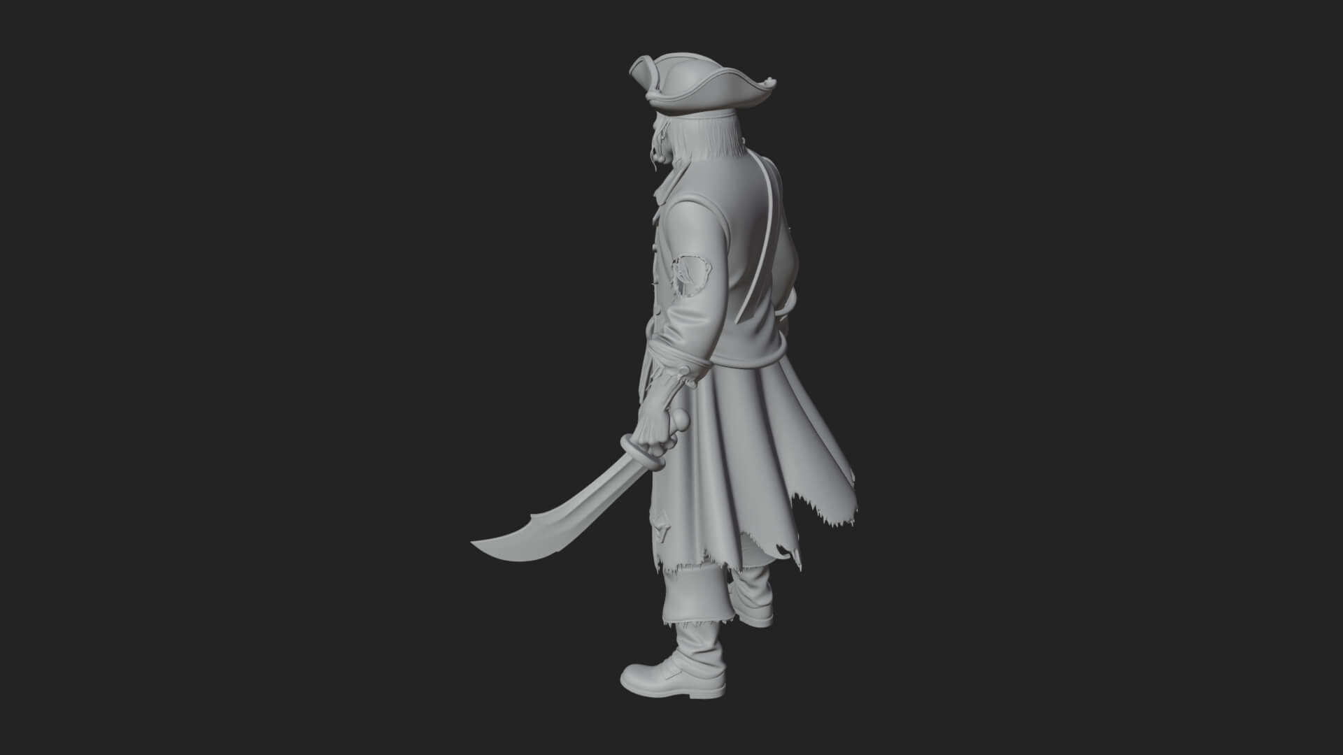 Zombie Pirate Captain Statue Design 4 3D Print Model 3D Model