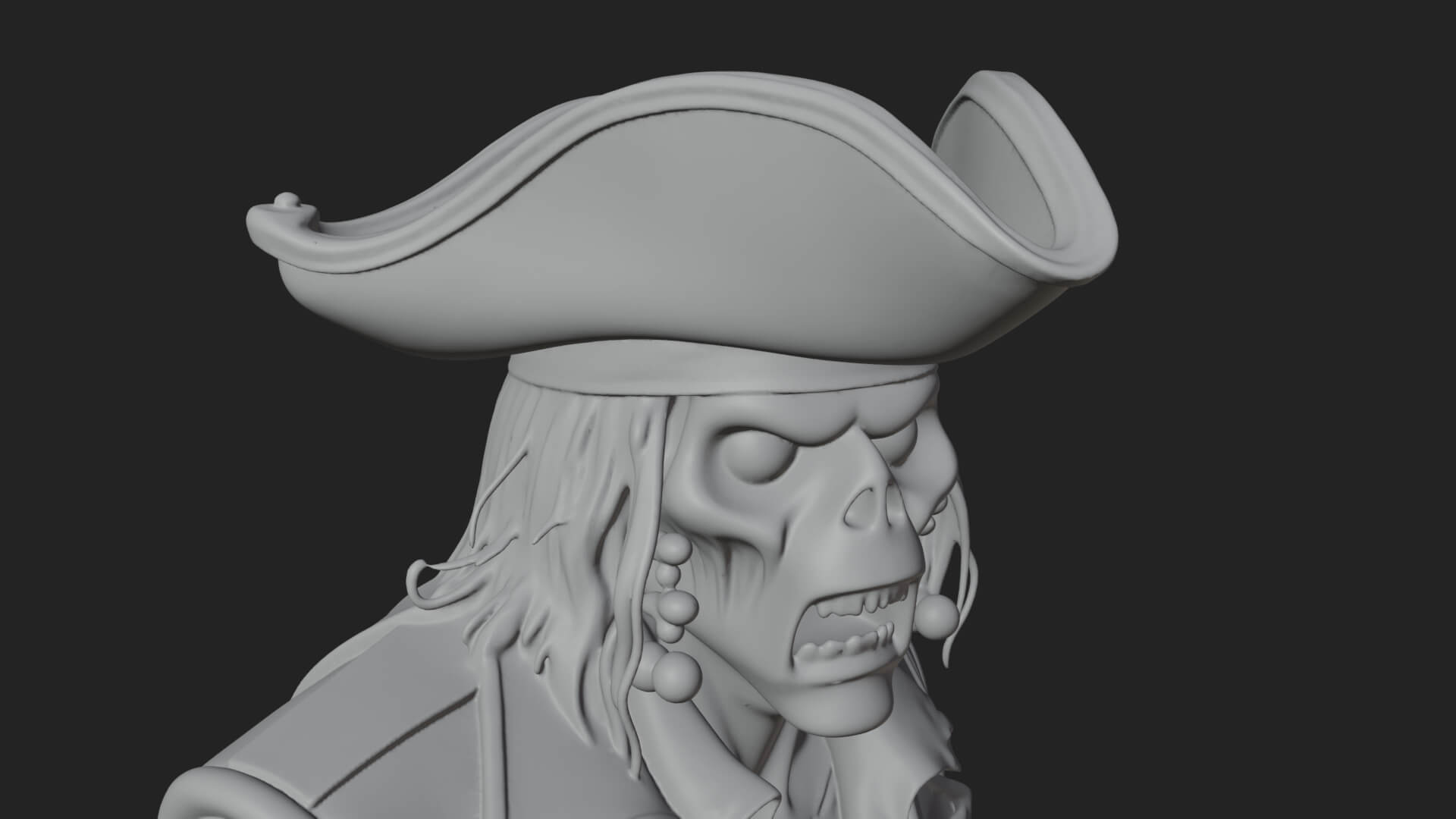Zombie Pirate Captain Statue Design 4 3D Print Model 3D Model