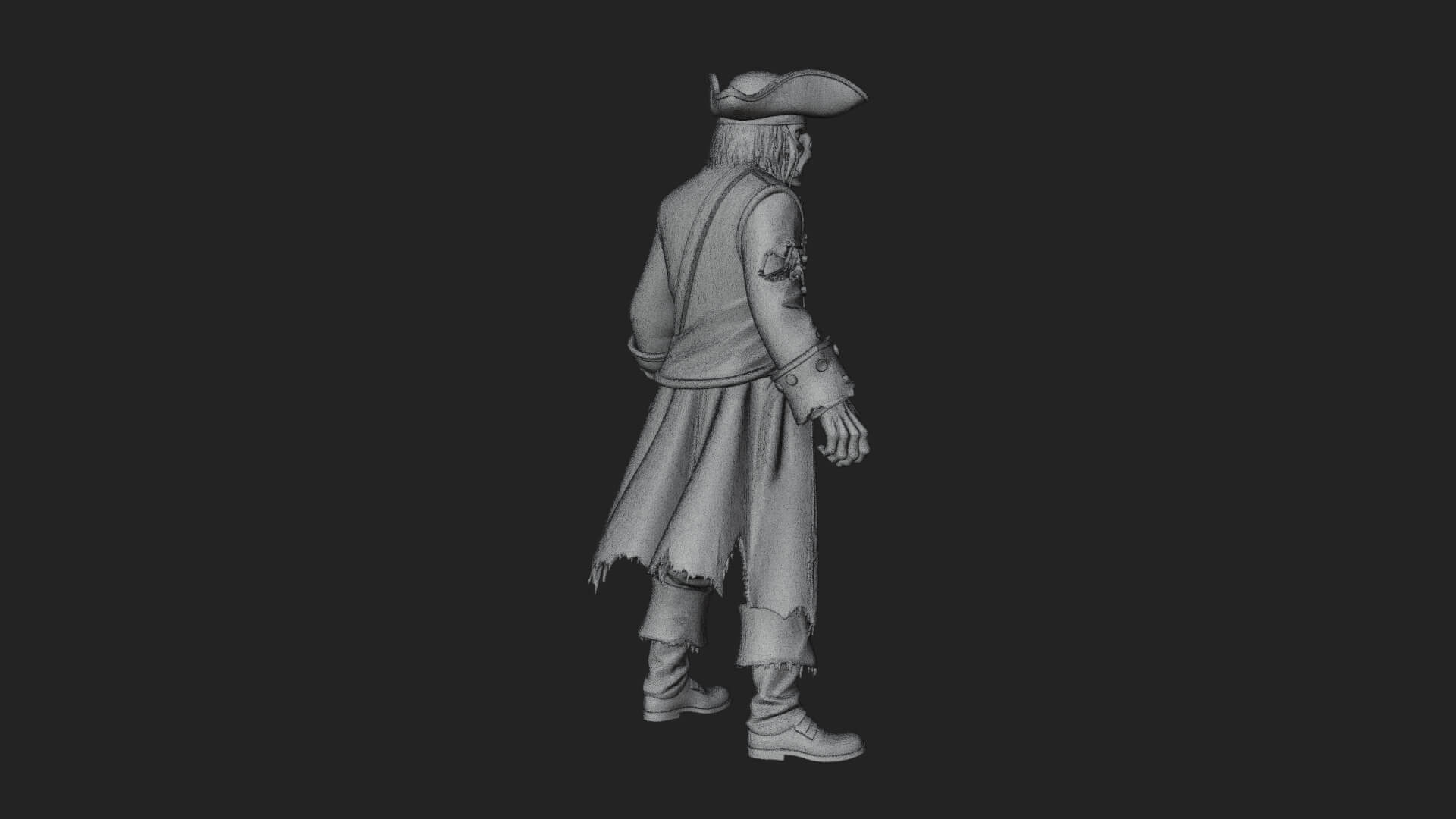 Zombie Pirate Captain Statue Design 4 3D Print Model 3D Model