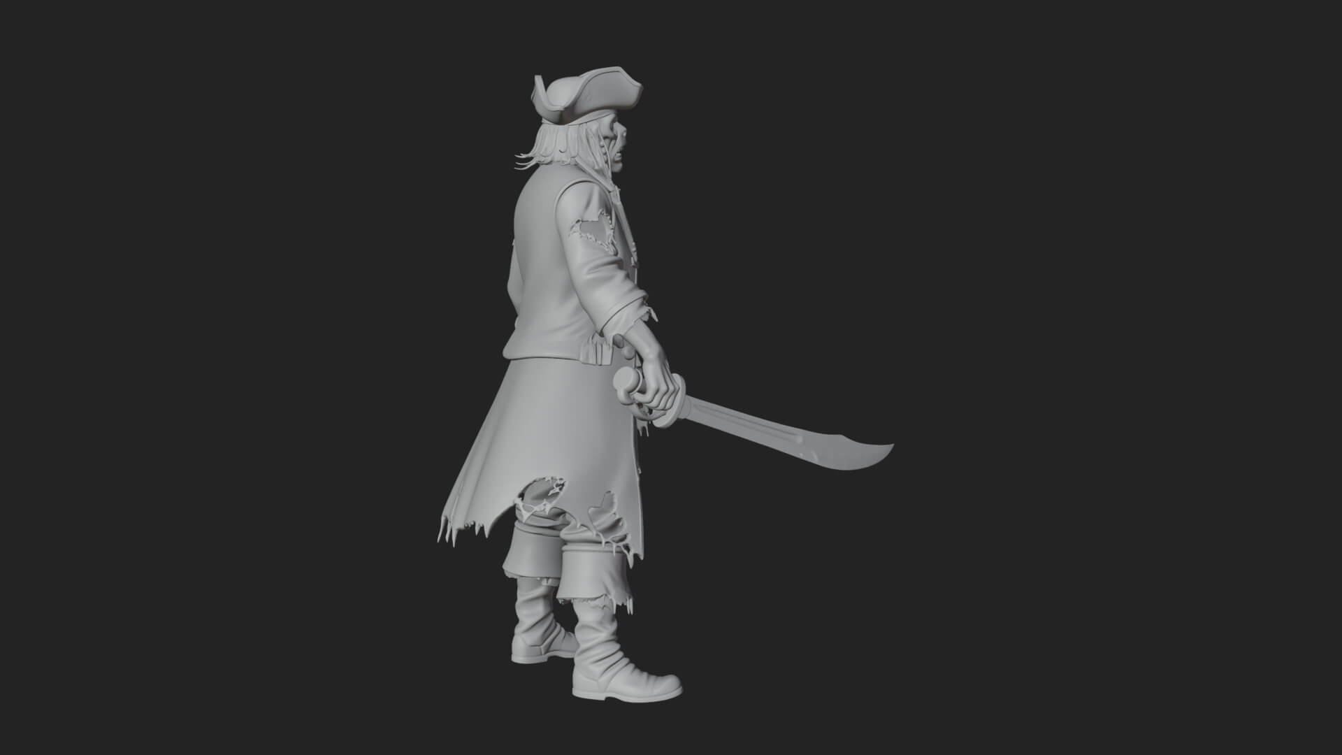 Zombie Pirate Captain Statue Design 5 3D Print Model 3D Model