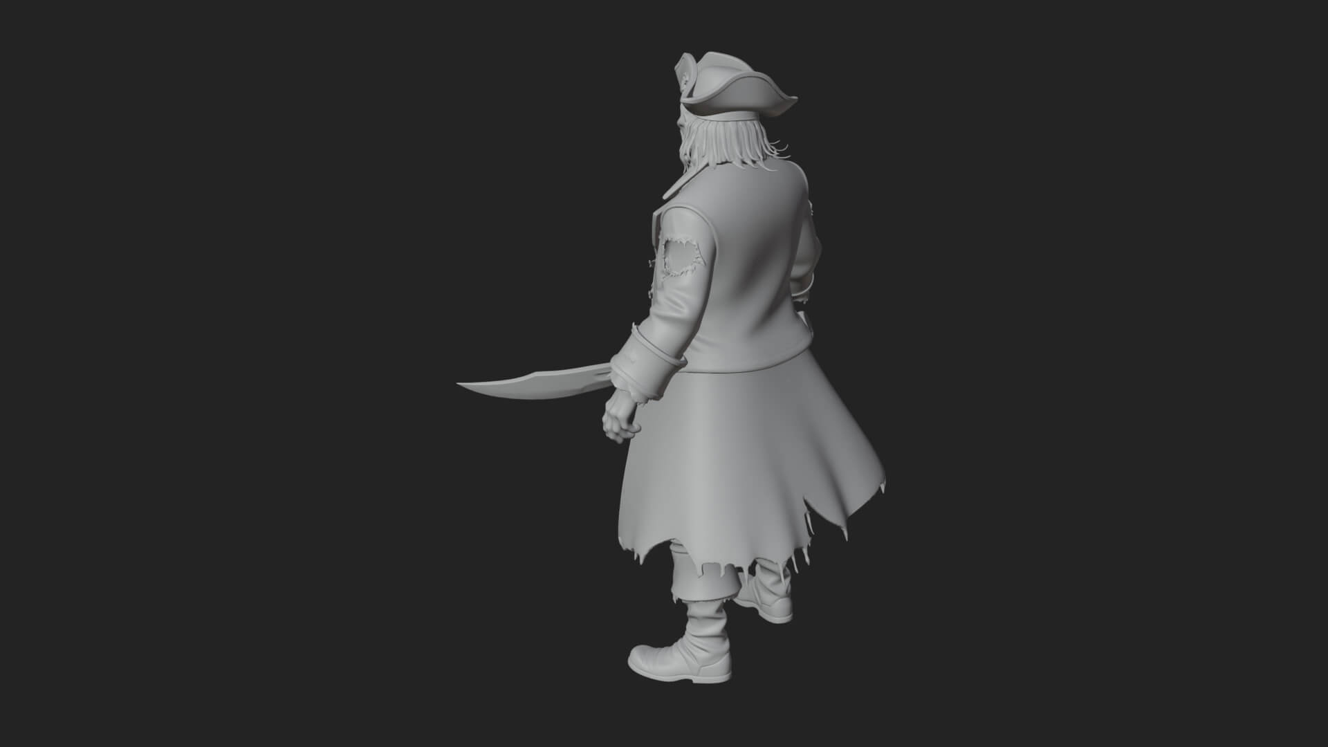 Zombie Pirate Captain Statue Design 5 3D Print Model 3D Model