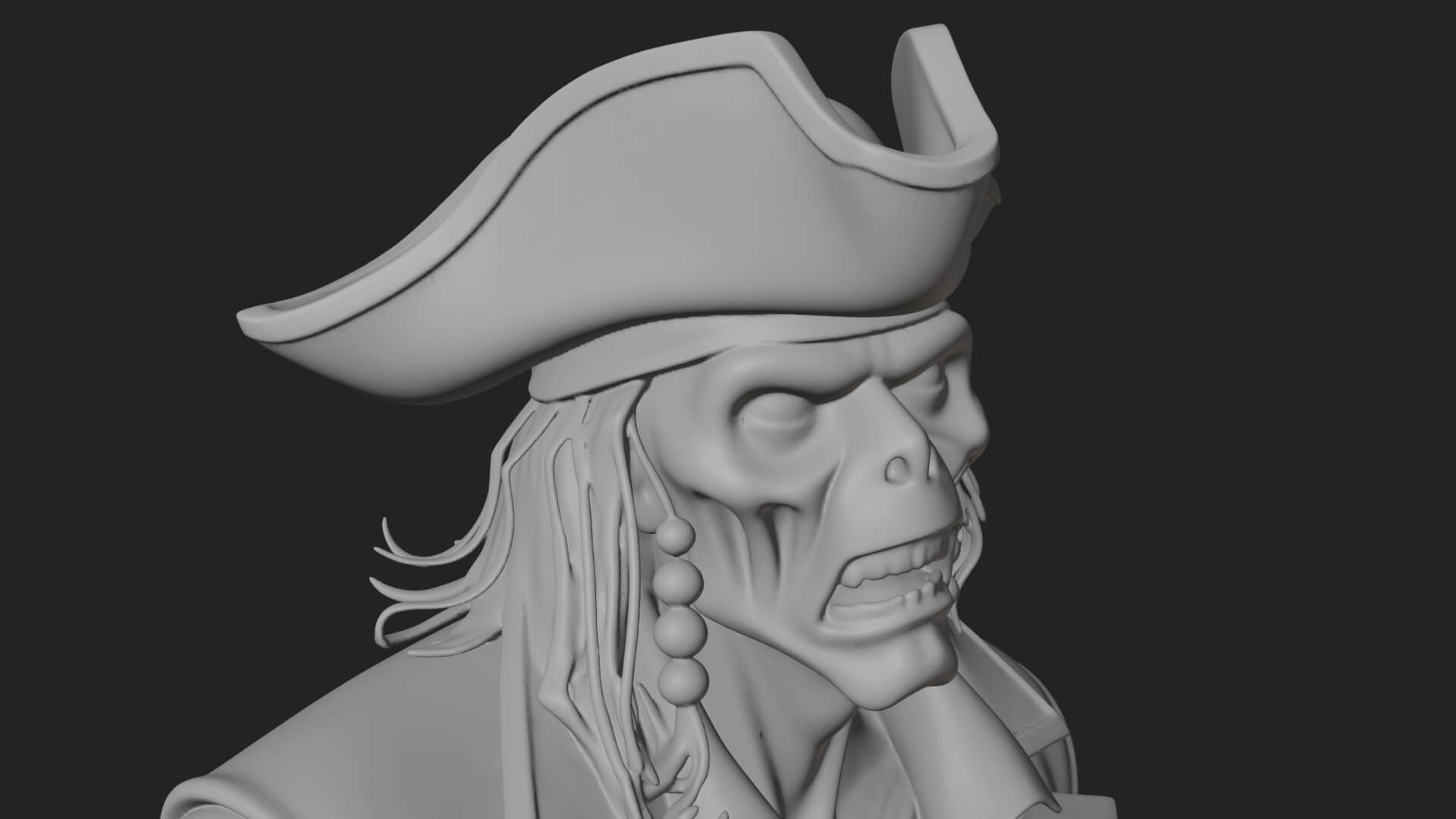Zombie Pirate Captain Statue Design 5 3D Print Model 3D Model