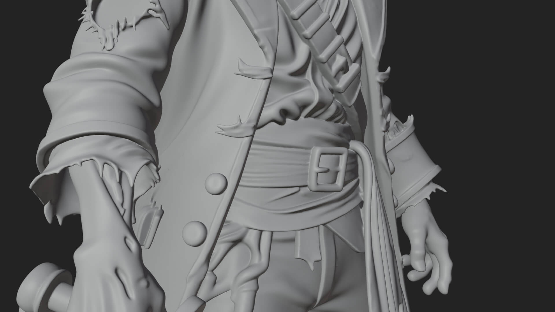 Zombie Pirate Captain Statue Design 5 3D Print Model 3D Model