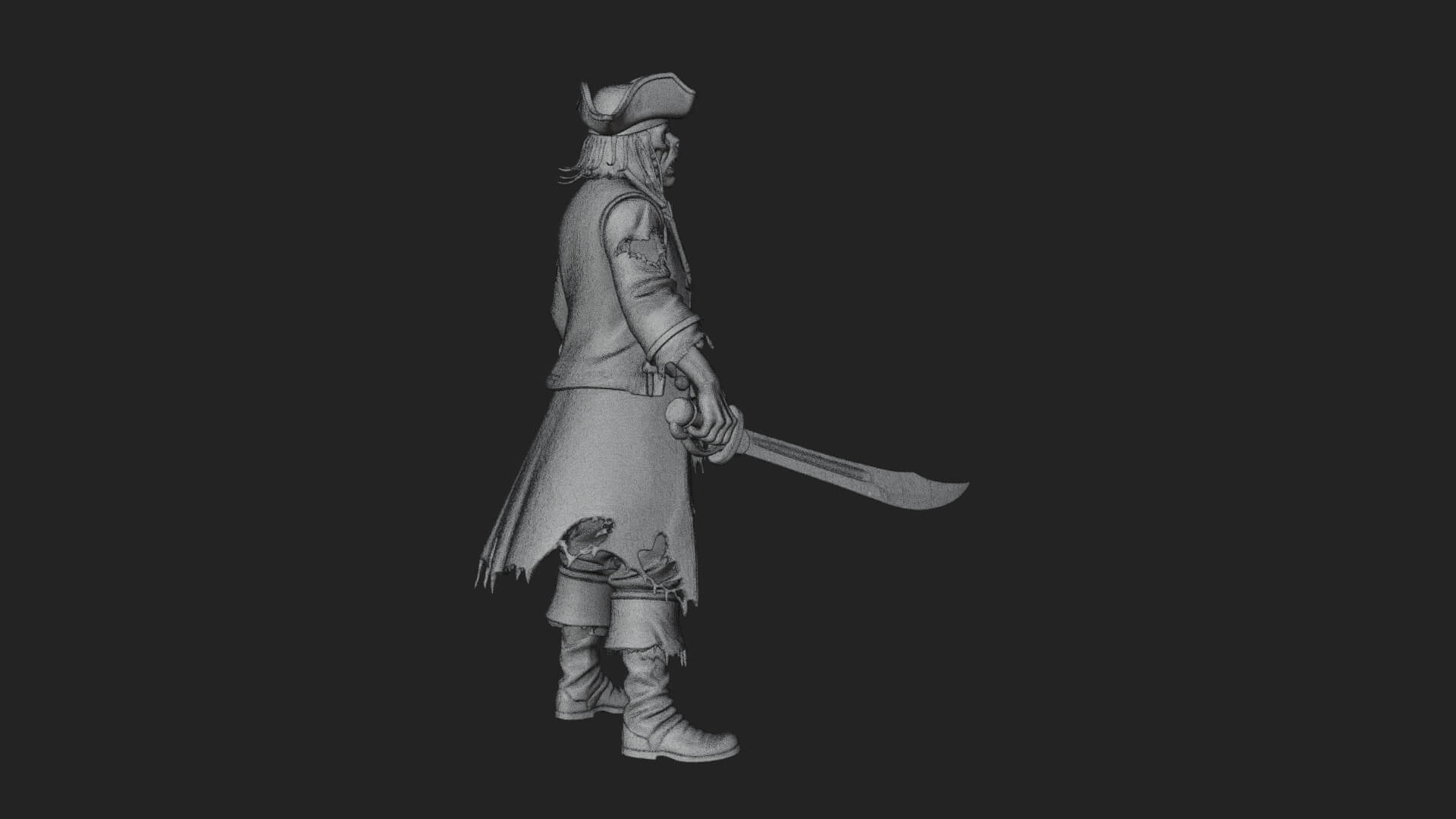 Zombie Pirate Captain Statue Design 5 3D Print Model 3D Model