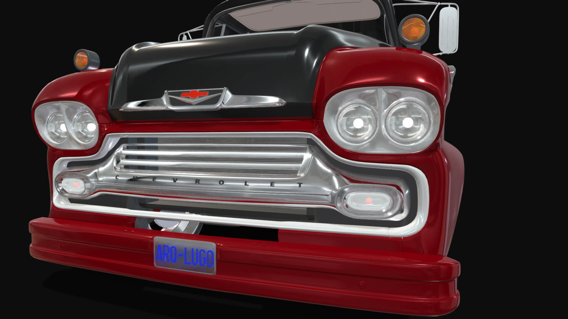 1958 Viking 50 Custom Lowrider Truck with Trailer and Motorc 3D Model