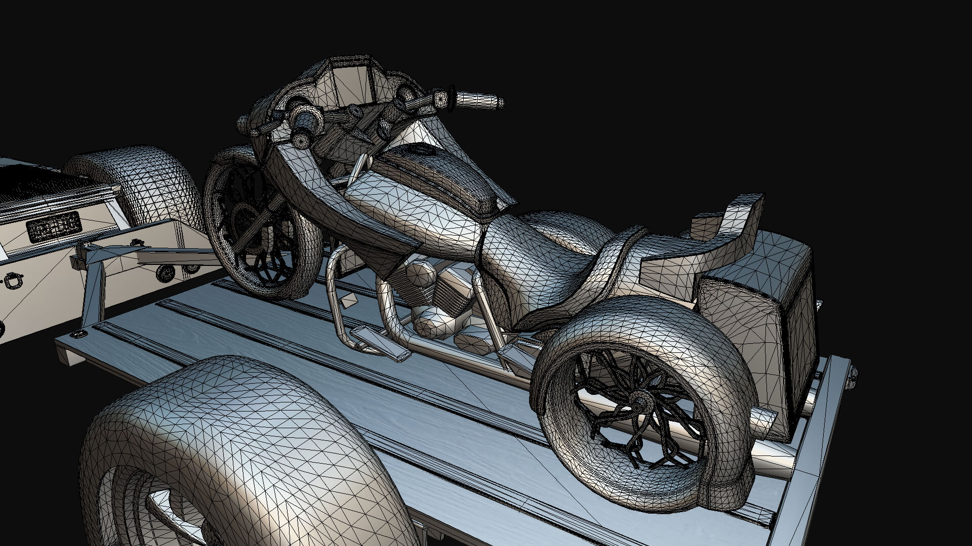 1958 Viking 50 Custom Lowrider Truck with Trailer and Motorc 3D Model