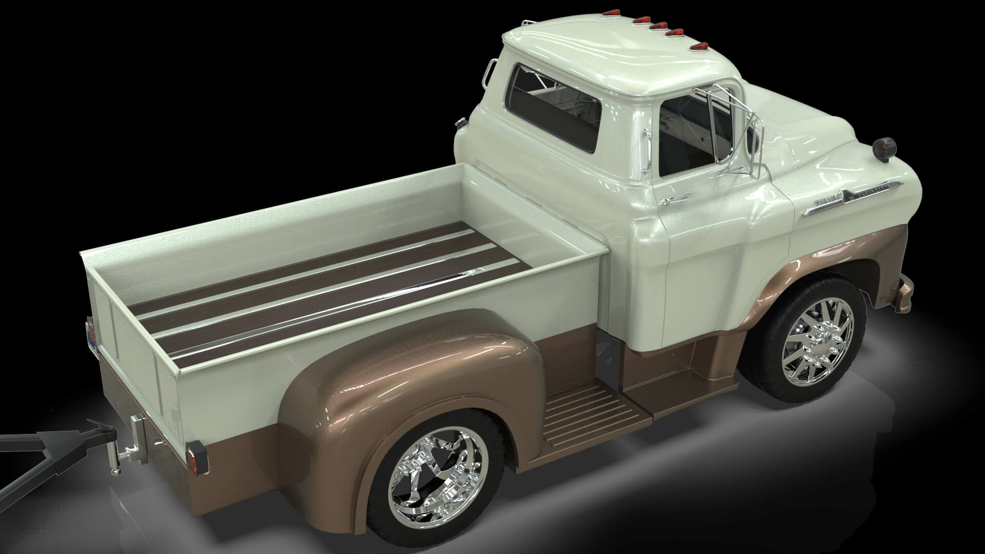 1958 Viking 50 Custom Pickup with Flatbed Trailer and Motorc 3D Model