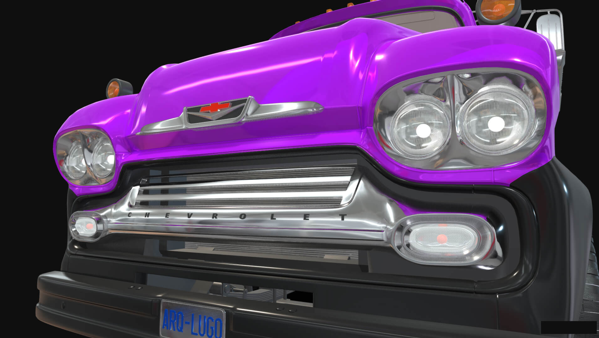 1958 Viking 50 Custom Pickup with Flatbed Trailer and Motorc 3D Model