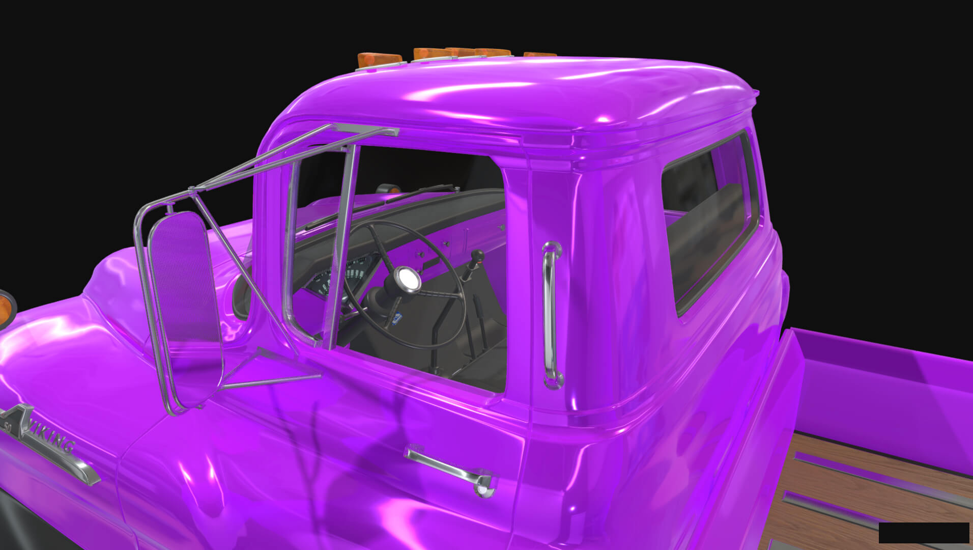 1958 Viking 50 Custom Pickup with Flatbed Trailer and Motorc 3D Model