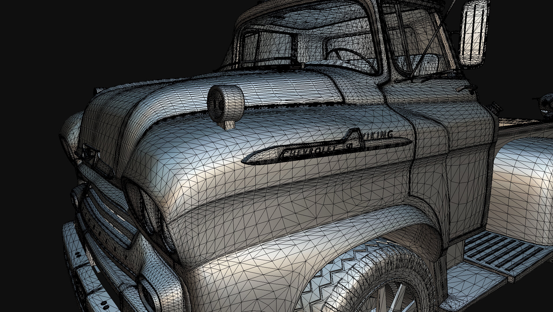 1958 Viking 50 Custom Pickup with Flatbed Trailer and Motorc 3D Model