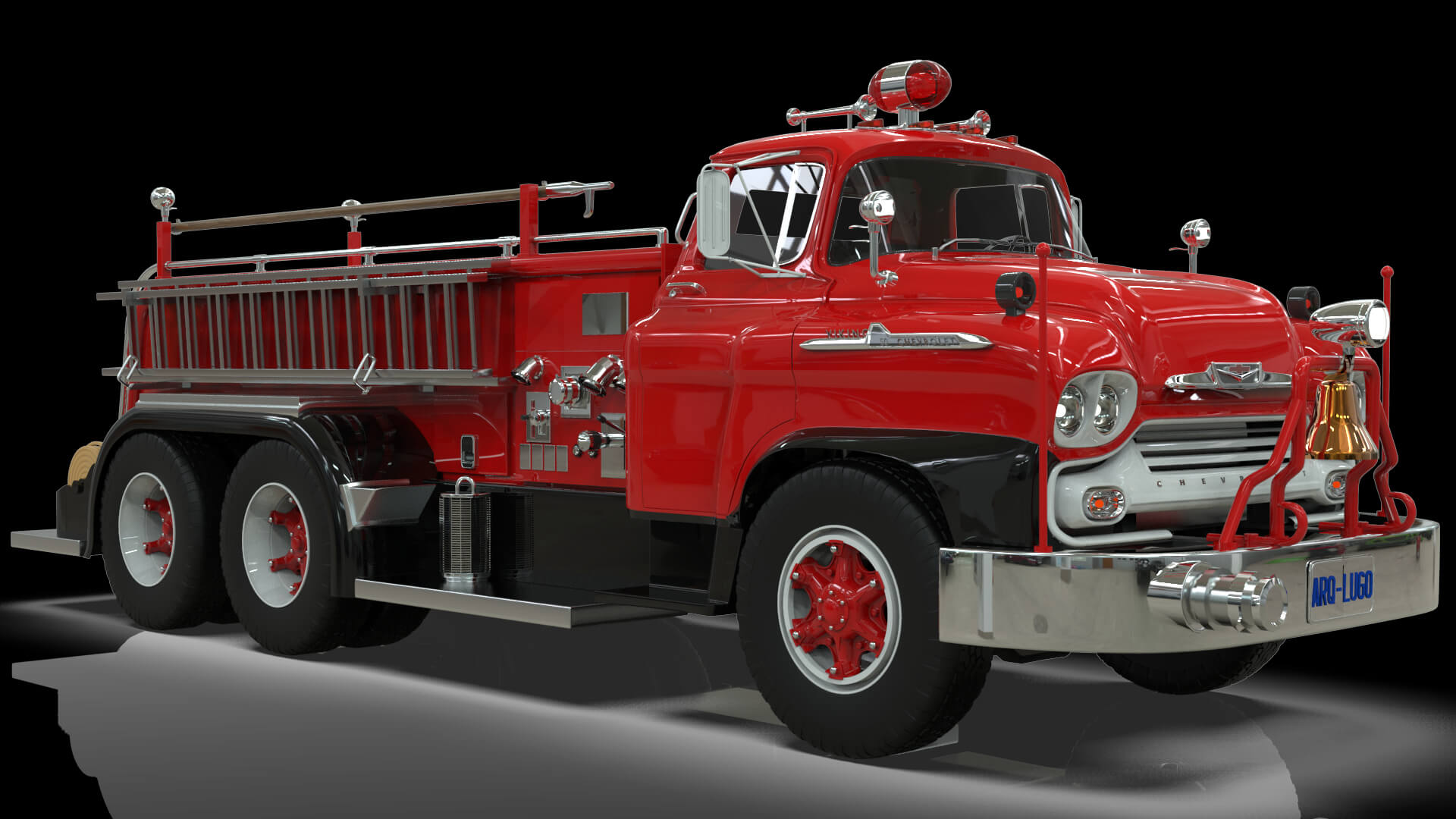 1958 Viking 50 Fire Truck 3D Model