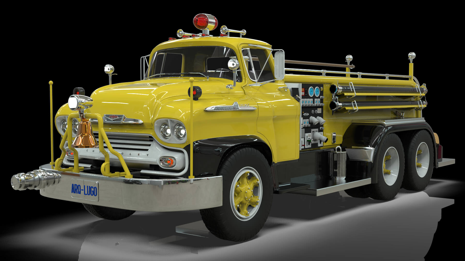1958 Viking 50 Fire Truck 3D Model
