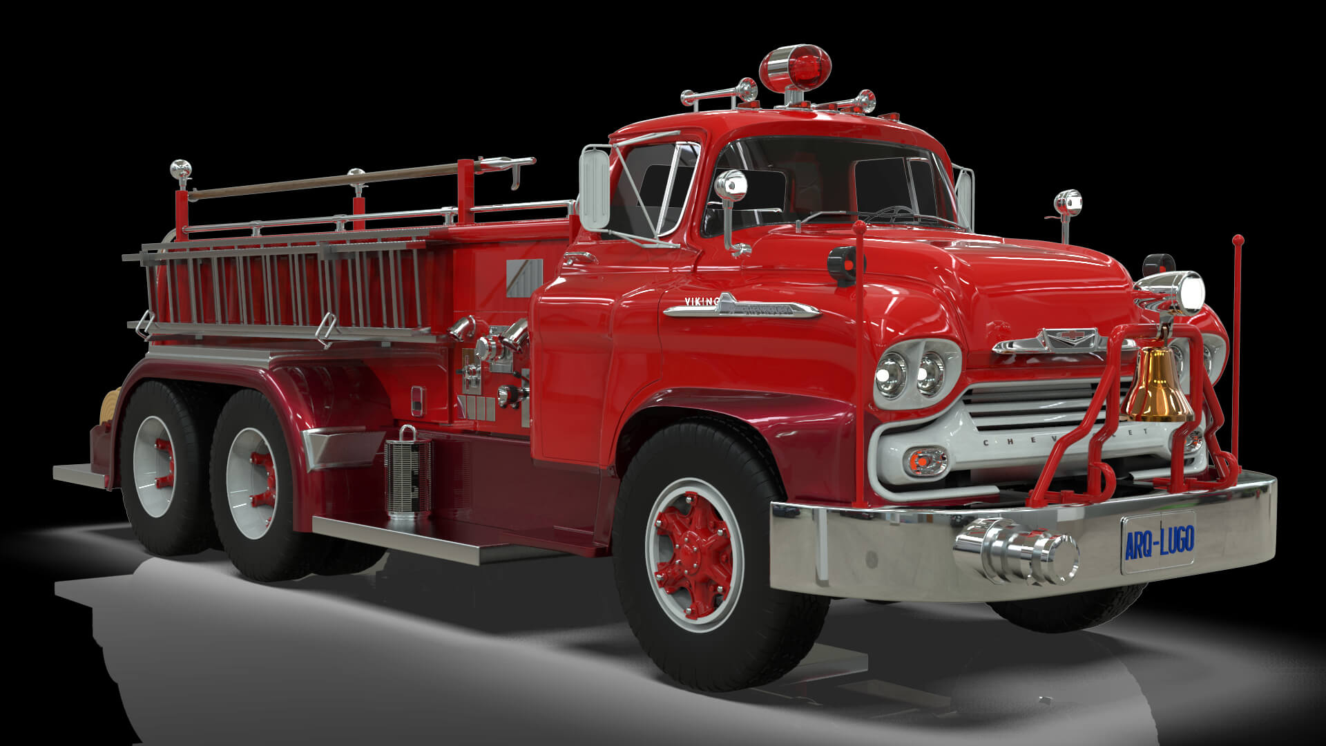 1958 Viking 50 Fire Truck 3D Model