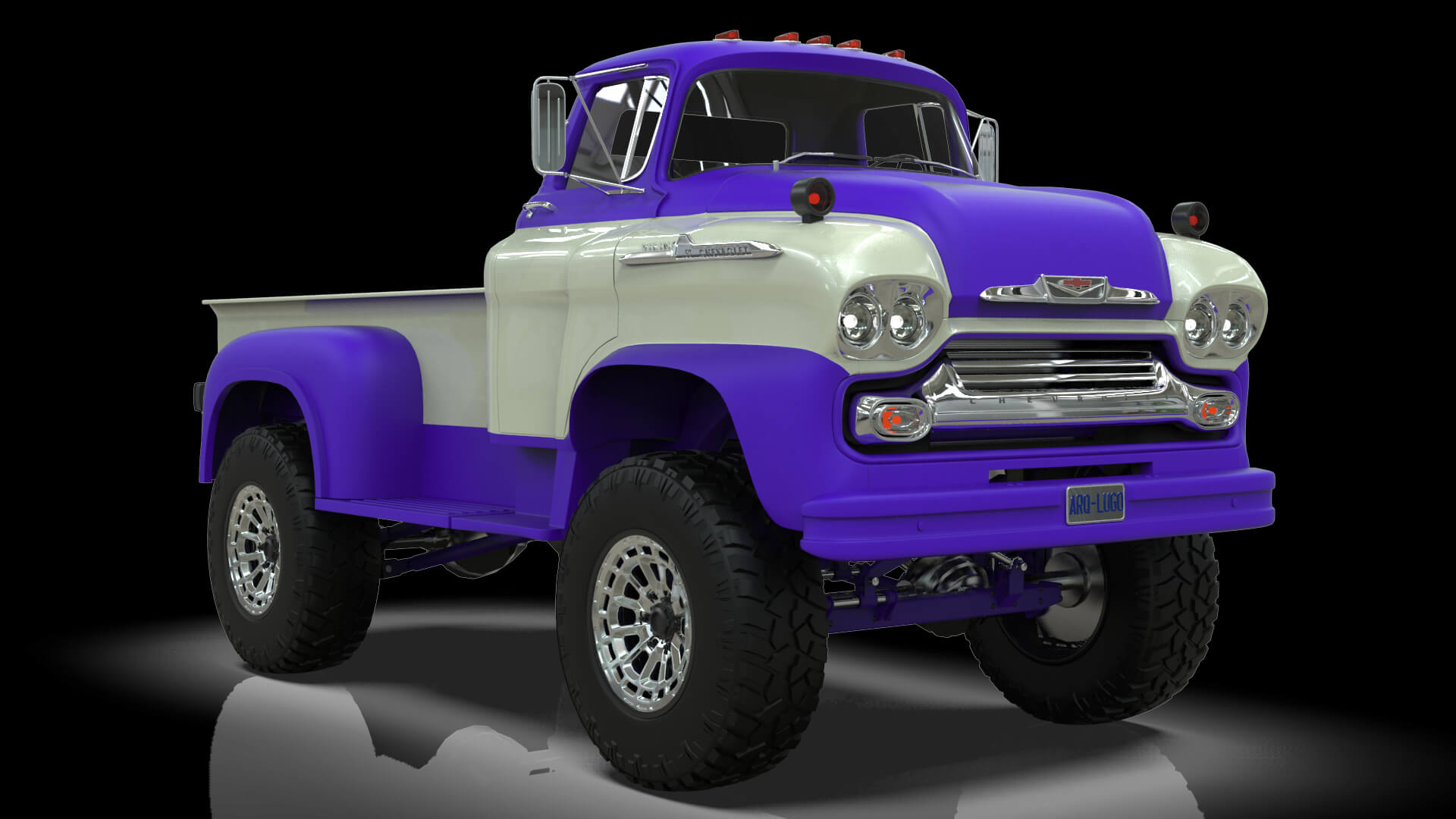 1958 Viking 50 Lifted 4x4 Pickup Truck 3D Model