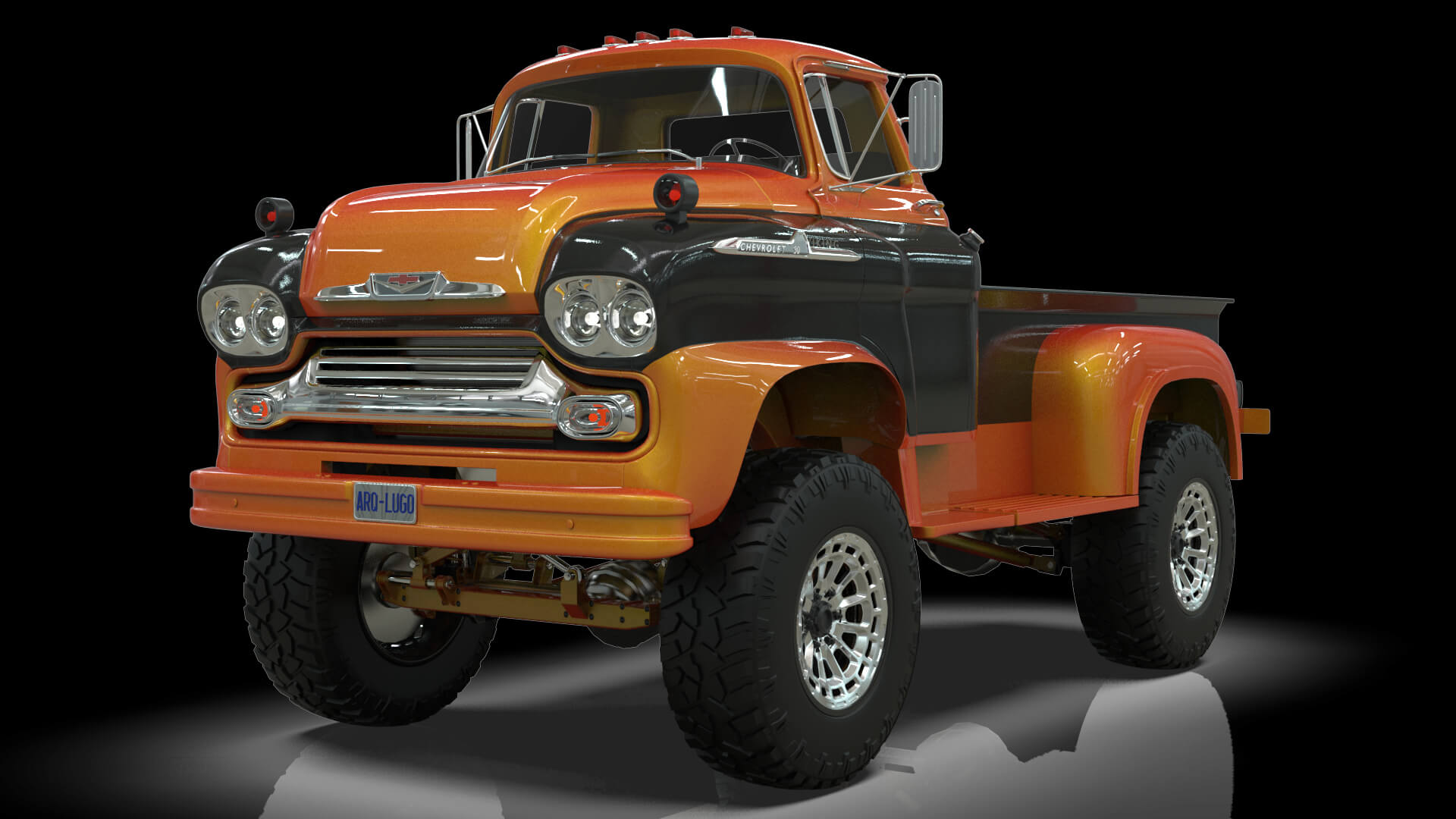 1958 Viking 50 Lifted 4x4 Pickup Truck 3D Model