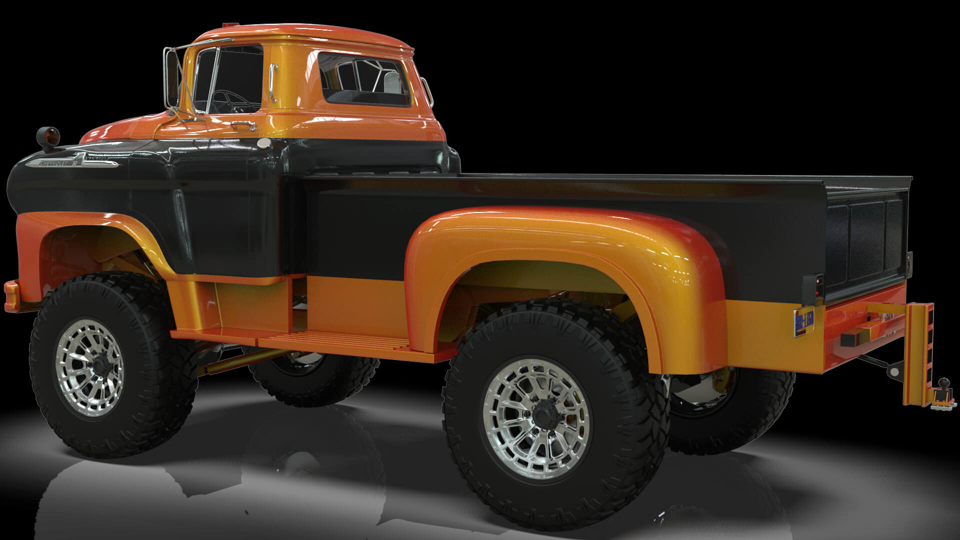 1958 Viking 50 Lifted 4x4 Pickup Truck 3D Model