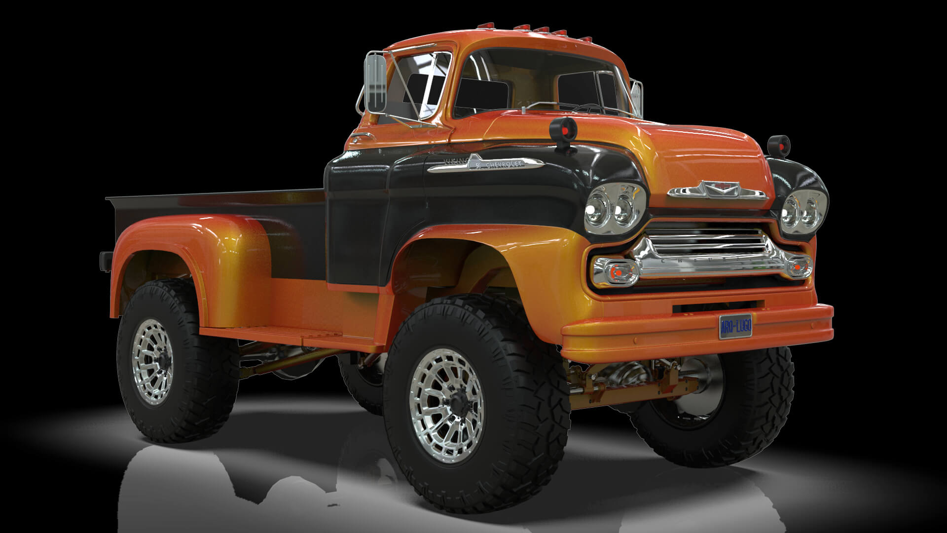 1958 Viking 50 Lifted 4x4 Pickup Truck 3D Model
