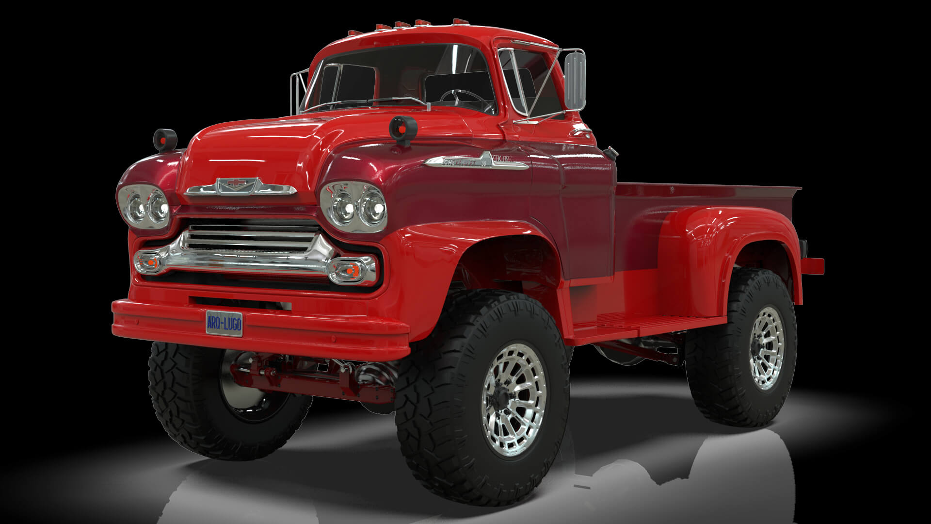 1958 Viking 50 Lifted 4x4 Pickup Truck 3D Model