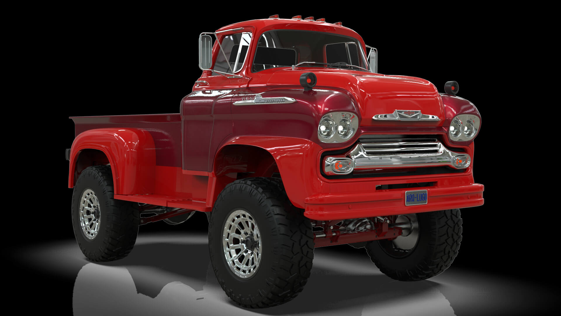 1958 Viking 50 Lifted 4x4 Pickup Truck 3D Model