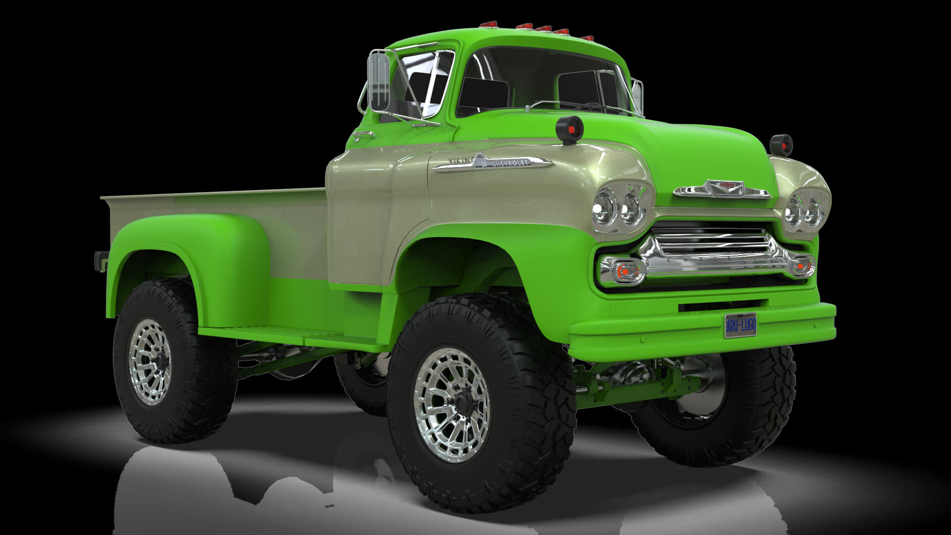 1958 Viking 50 Lifted 4x4 Pickup Truck 3D Model