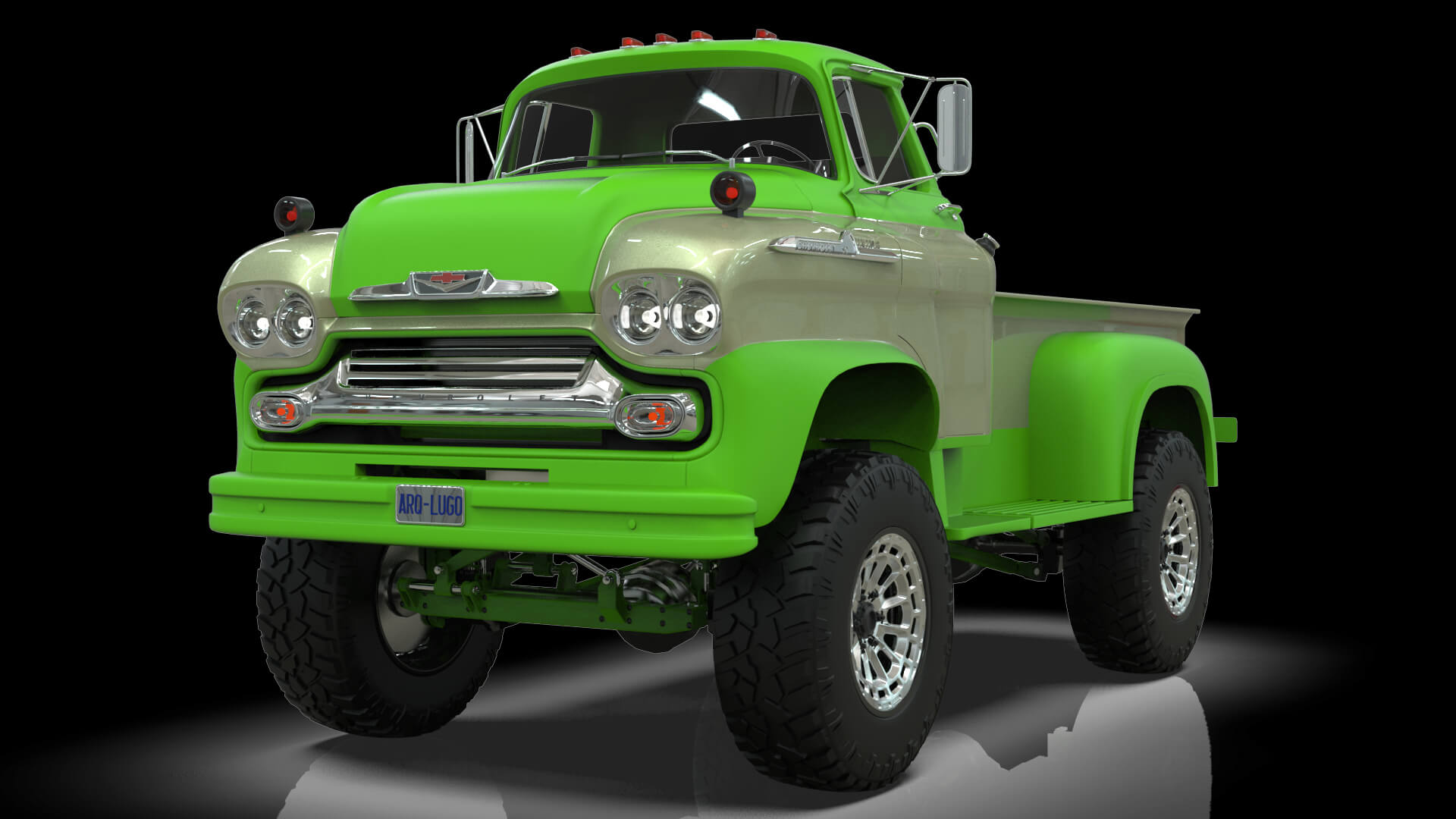 1958 Viking 50 Lifted 4x4 Pickup Truck 3D Model